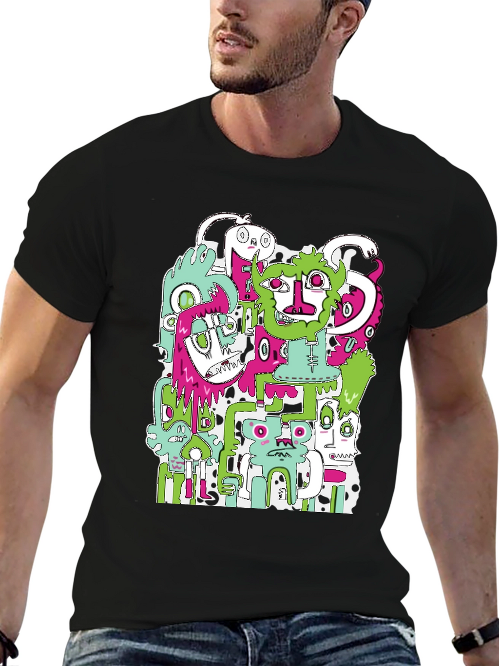 Monster Mash T-Shirt - Graphic Print Black Tee