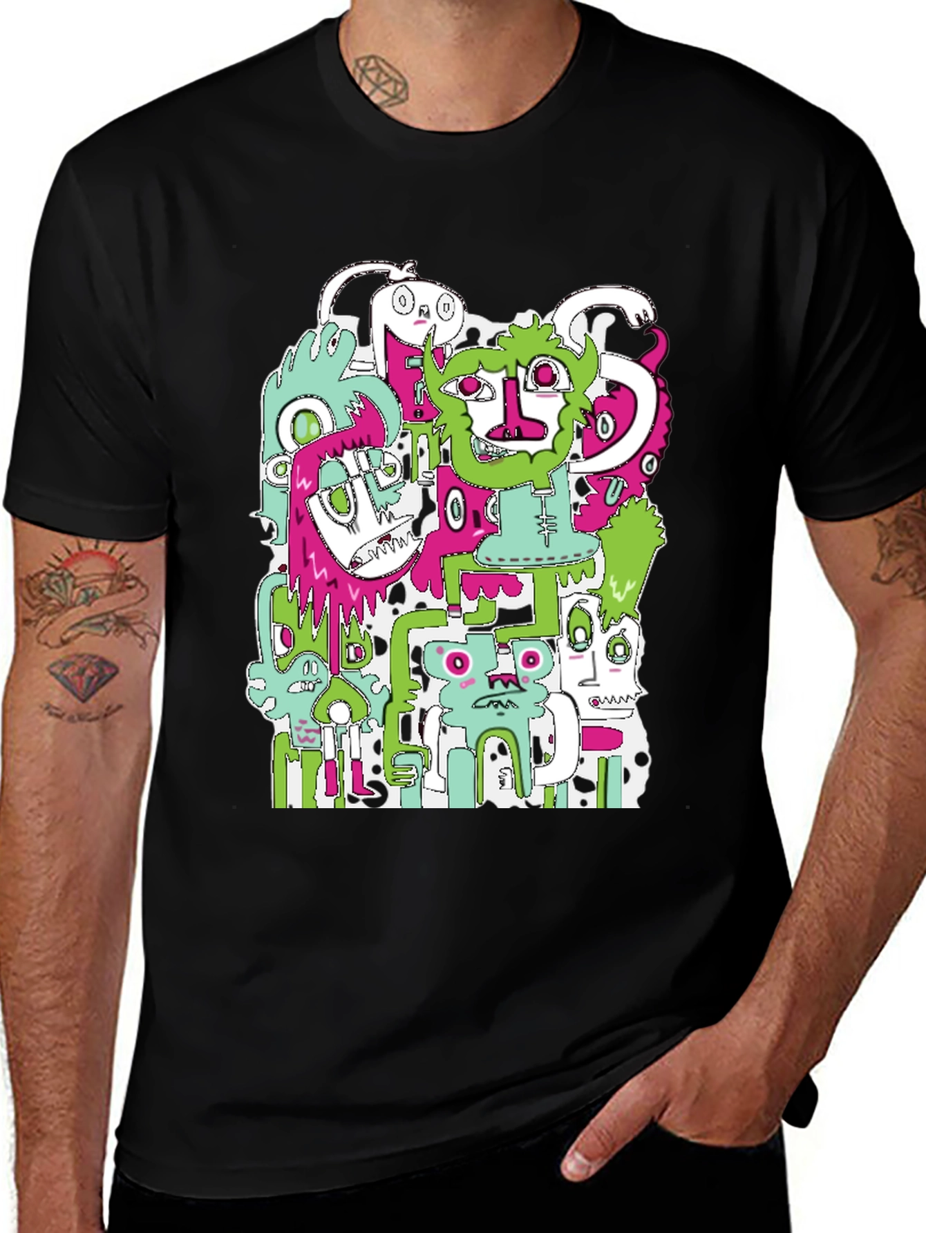 Monster Mash T-Shirt - Graphic Print Black Tee