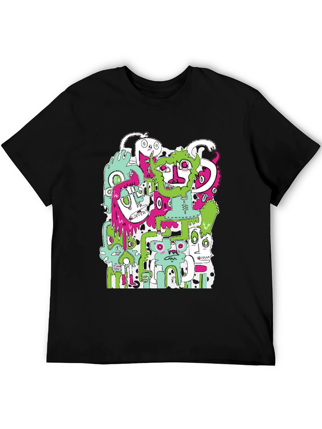 Monster Mash T-Shirt - Graphic Print Black Tee
