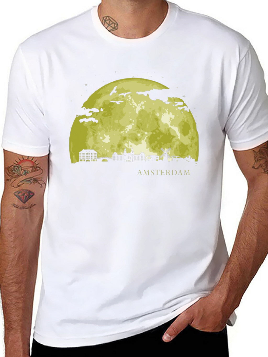 Amsterdam Moon T-Shirt - Black Graphic Tee
