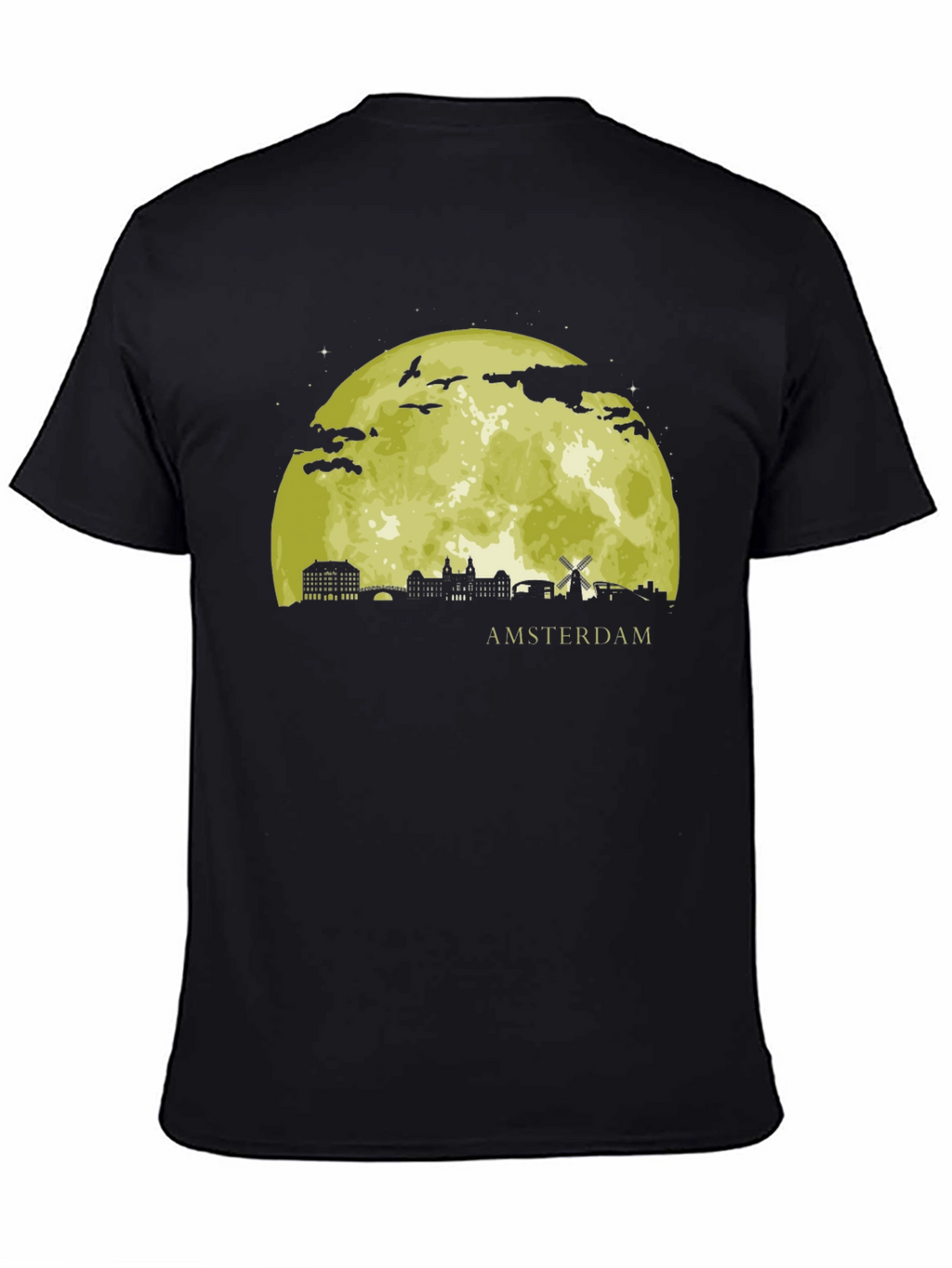Amsterdam Moon T-Shirt - Black Graphic Tee