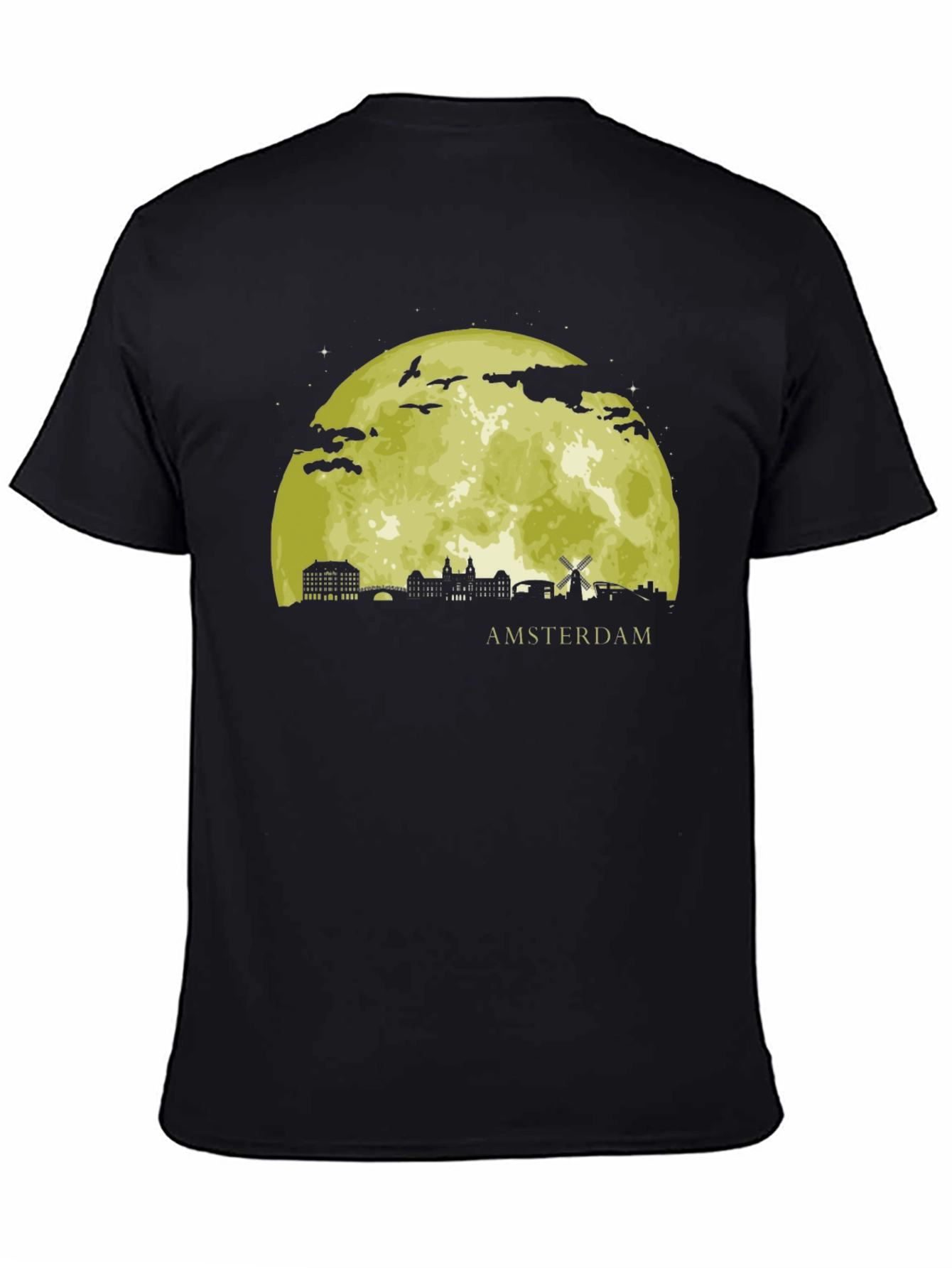 Amsterdam Moon T-Shirt - Black Graphic Tee