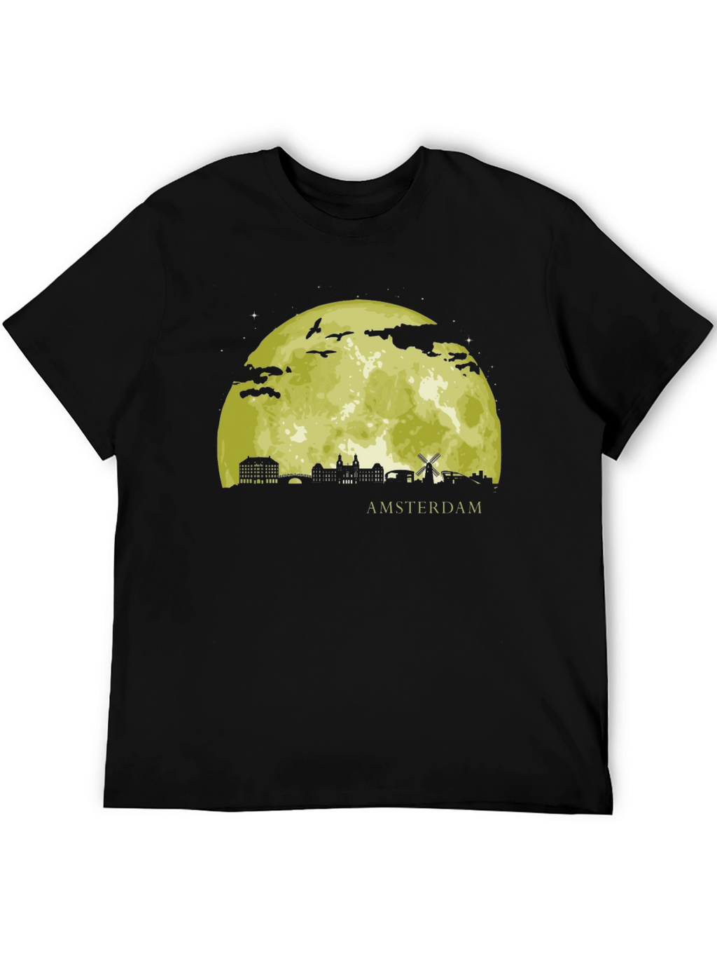 Amsterdam Moon T-Shirt - Black Graphic Tee