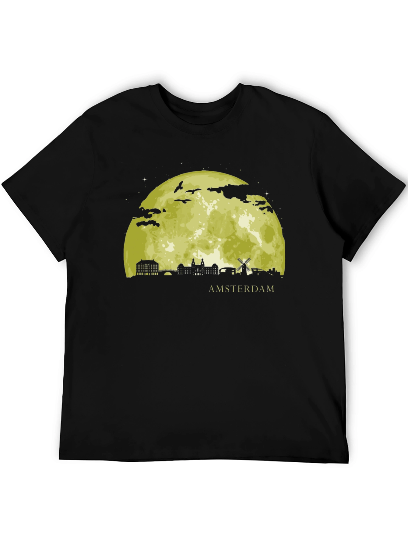 Amsterdam Moon T-Shirt - Black Graphic Tee