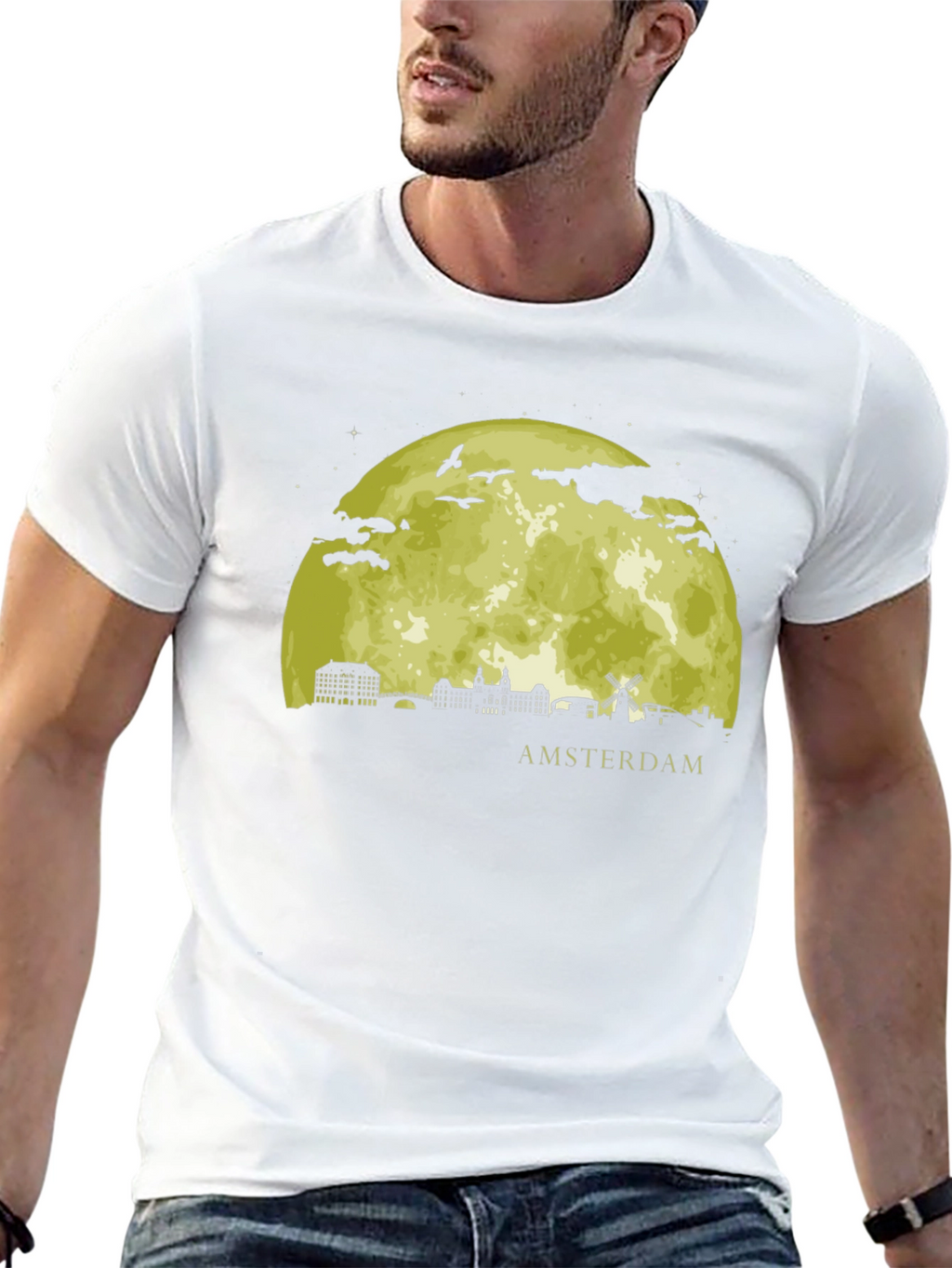 Amsterdam Moon T-Shirt - Black Graphic Tee