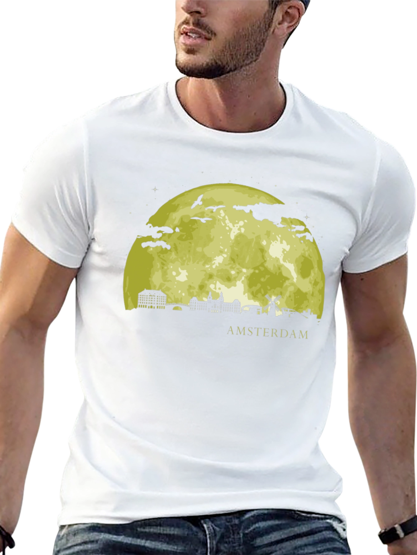 Amsterdam Moon T-Shirt - Black Graphic Tee
