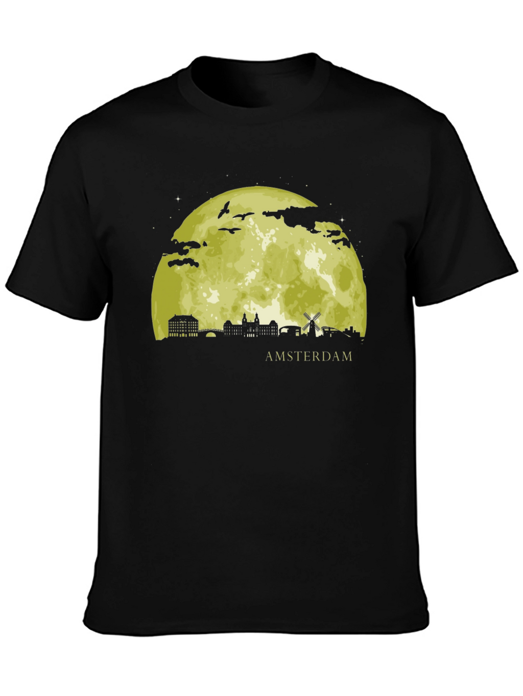 Amsterdam Moon T-Shirt - Black Graphic Tee