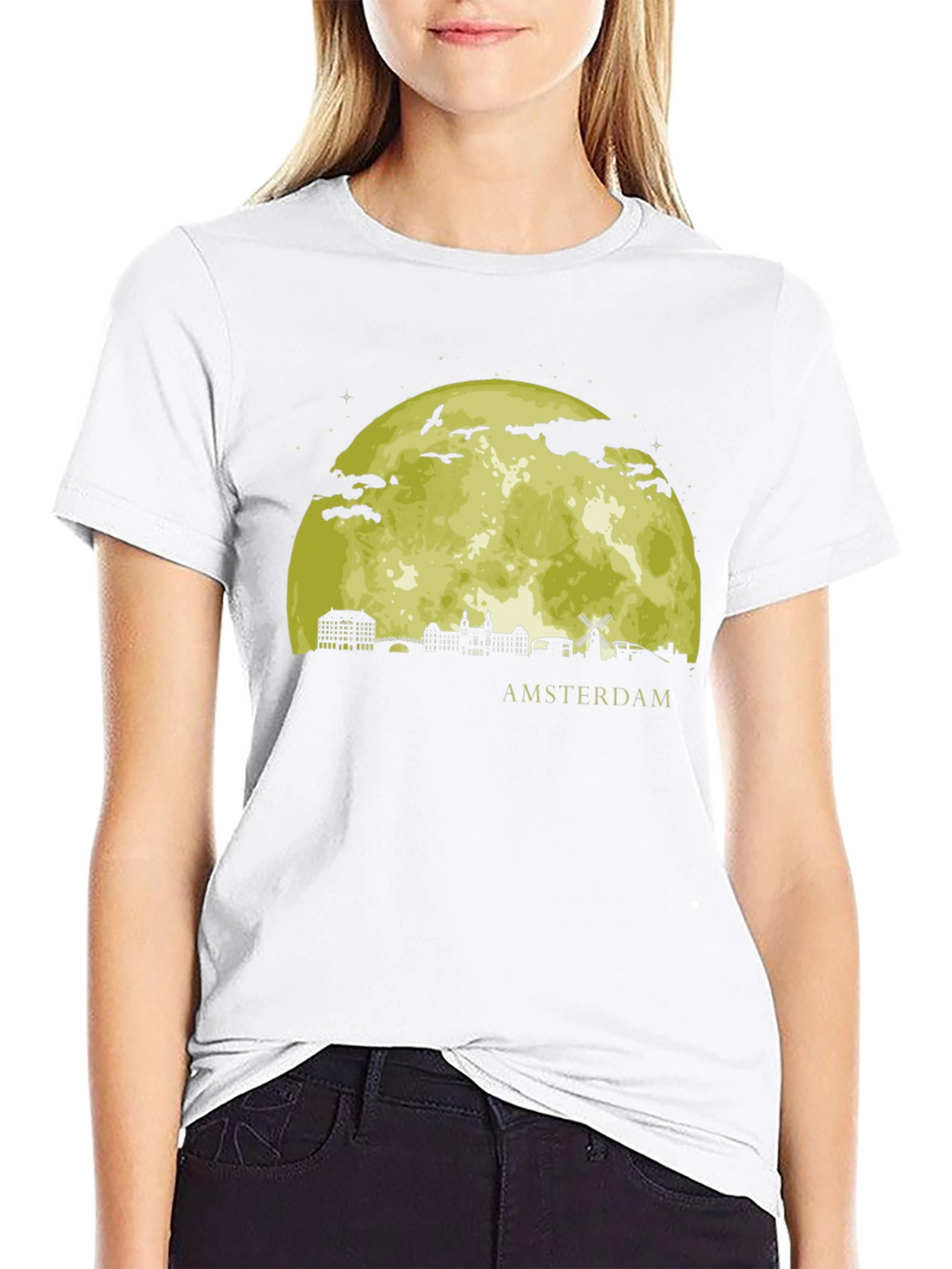 Amsterdam Moon T-Shirt - Black Graphic Tee