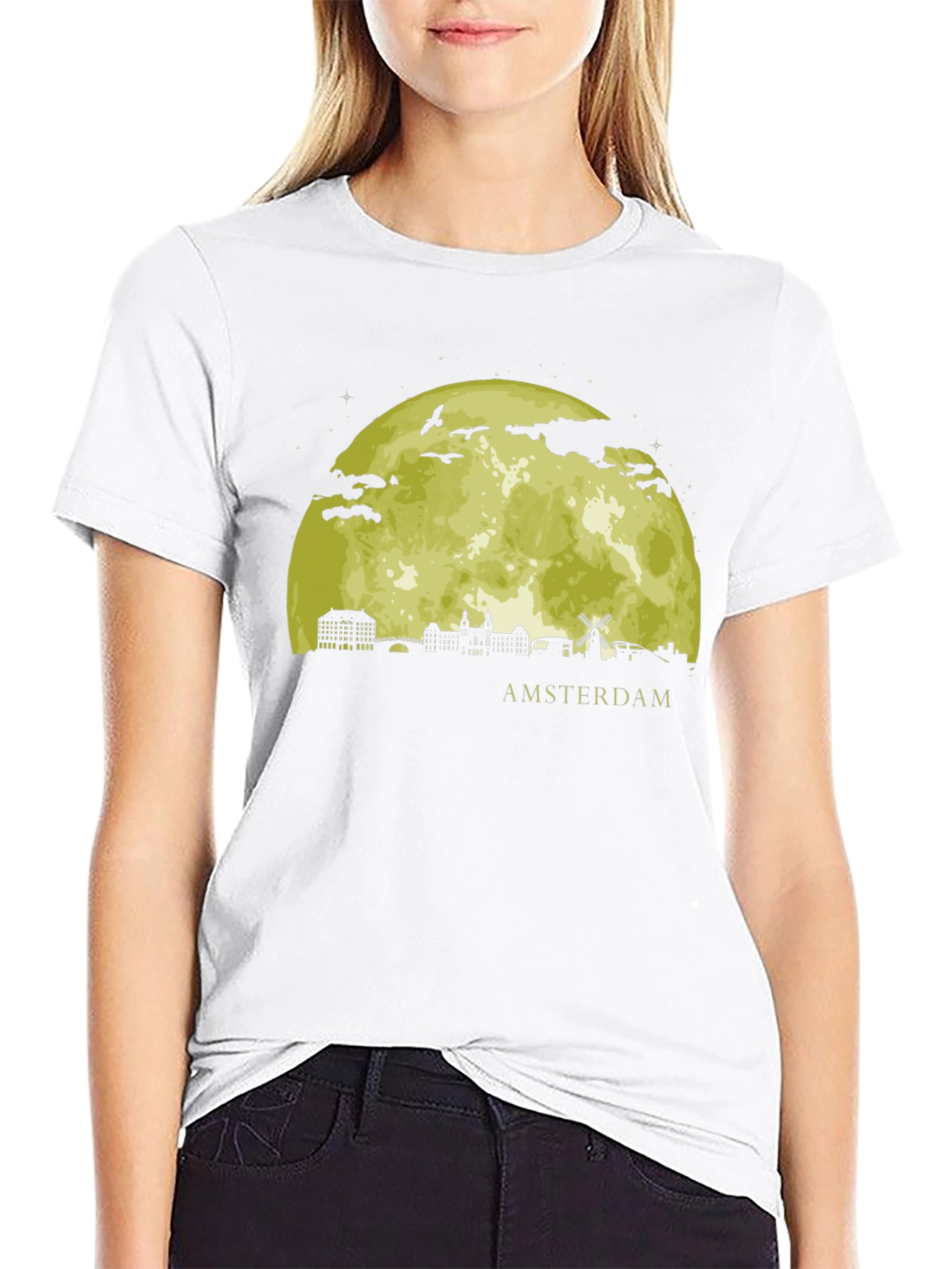 Amsterdam Moon T-Shirt - Black Graphic Tee