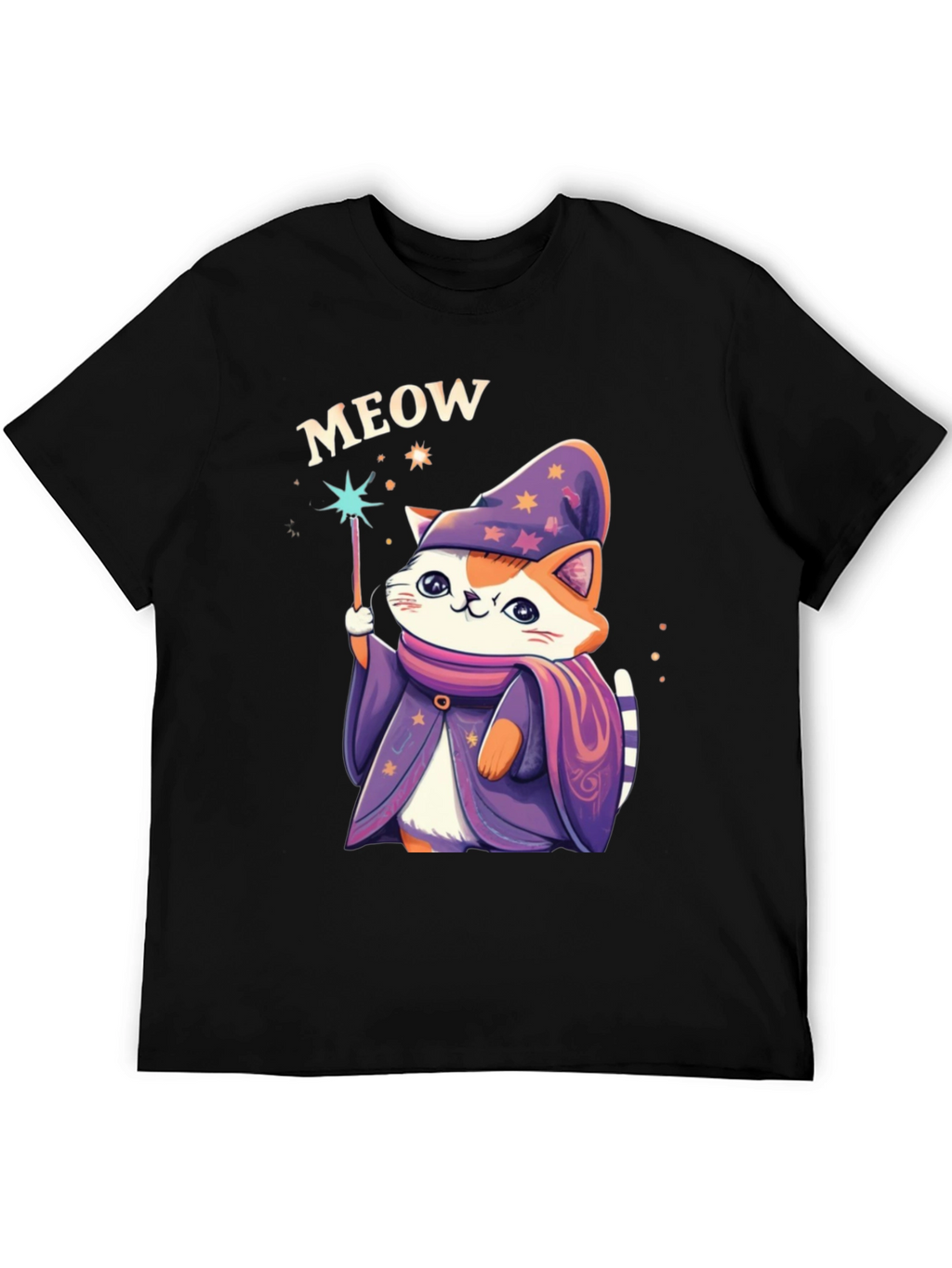 Wizard Cat Graphic T-Shirt - Meow Magic
