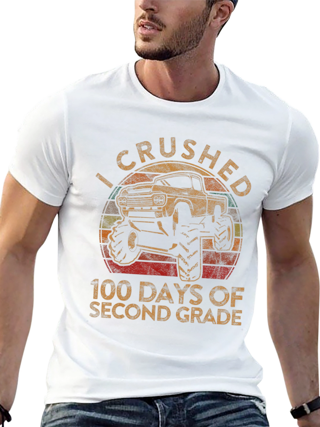 Crushed 100 Days Second Grade Monster Truck T-Shirt