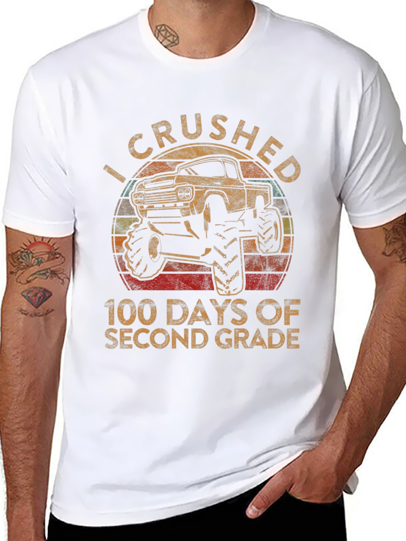 Crushed 100 Days Second Grade Monster Truck T-Shirt
