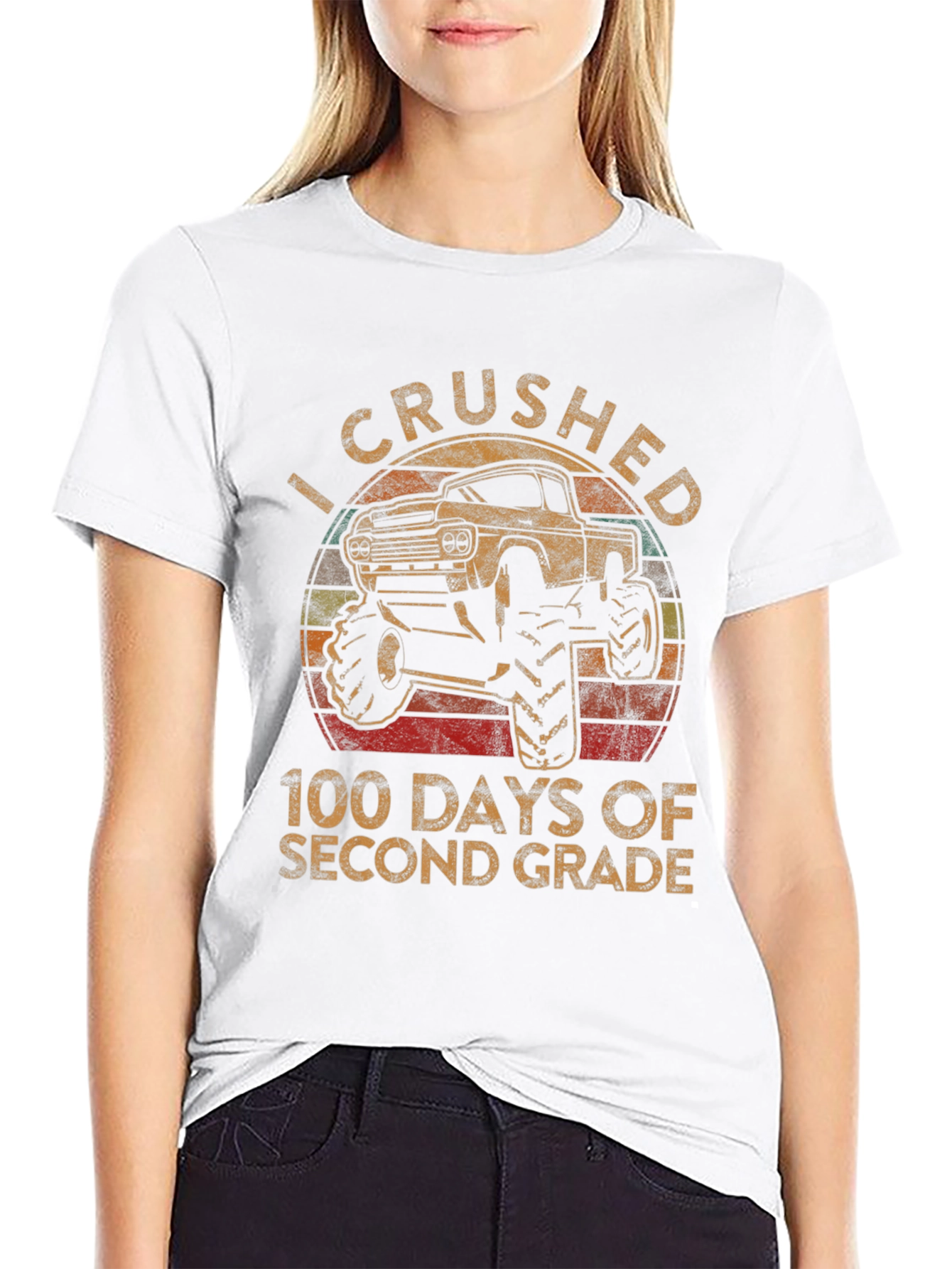 Crushed 100 Days Second Grade Monster Truck T-Shirt