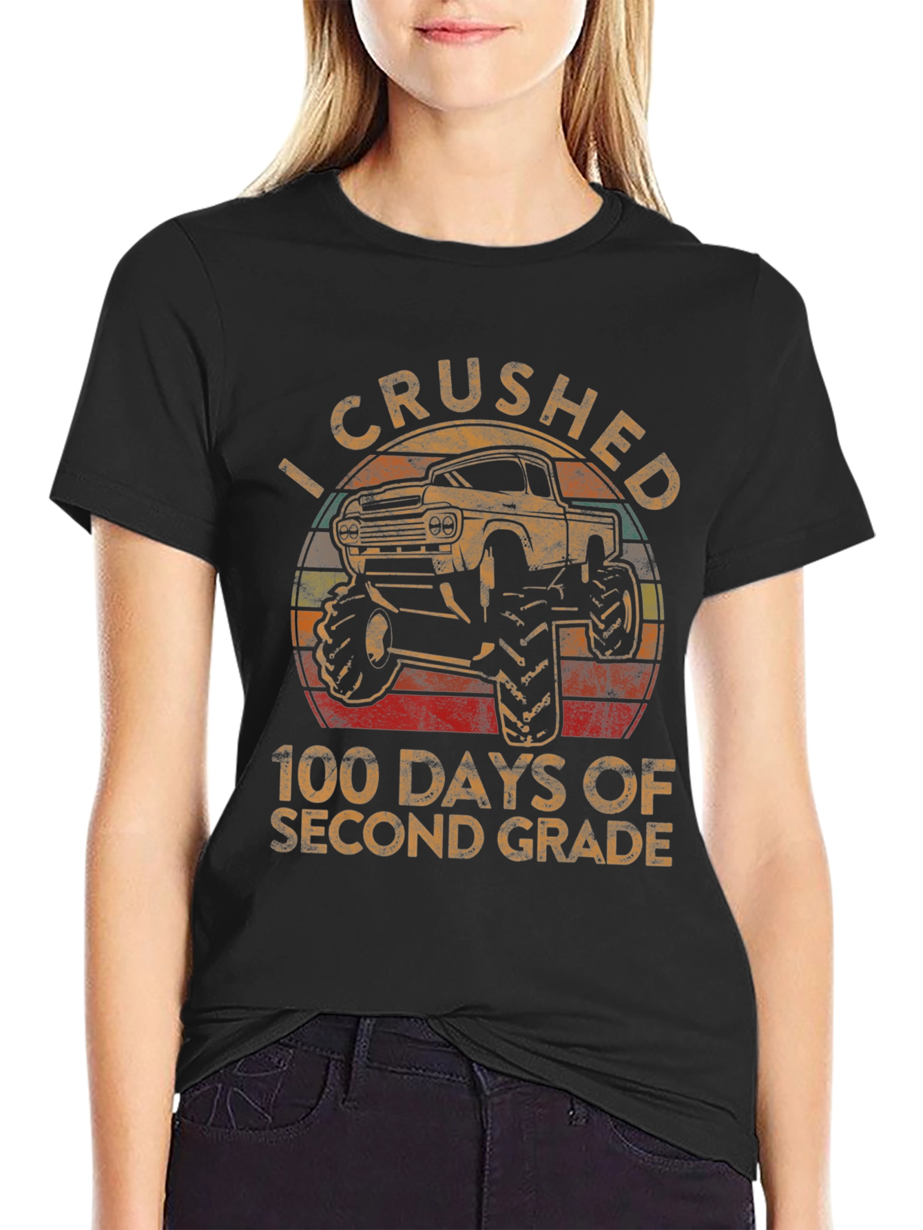 Crushed 100 Days Second Grade Monster Truck T-Shirt