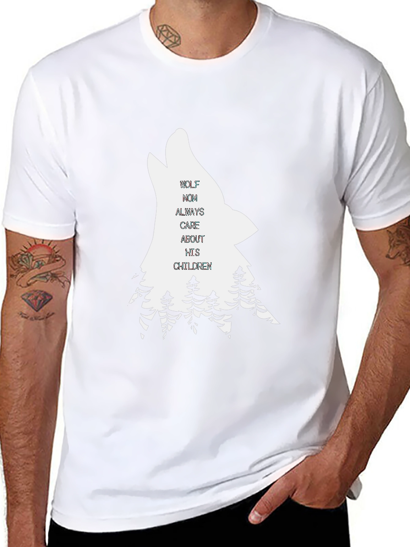 Wolf Mom Graphic Tee - Black Cotton T-Shirt