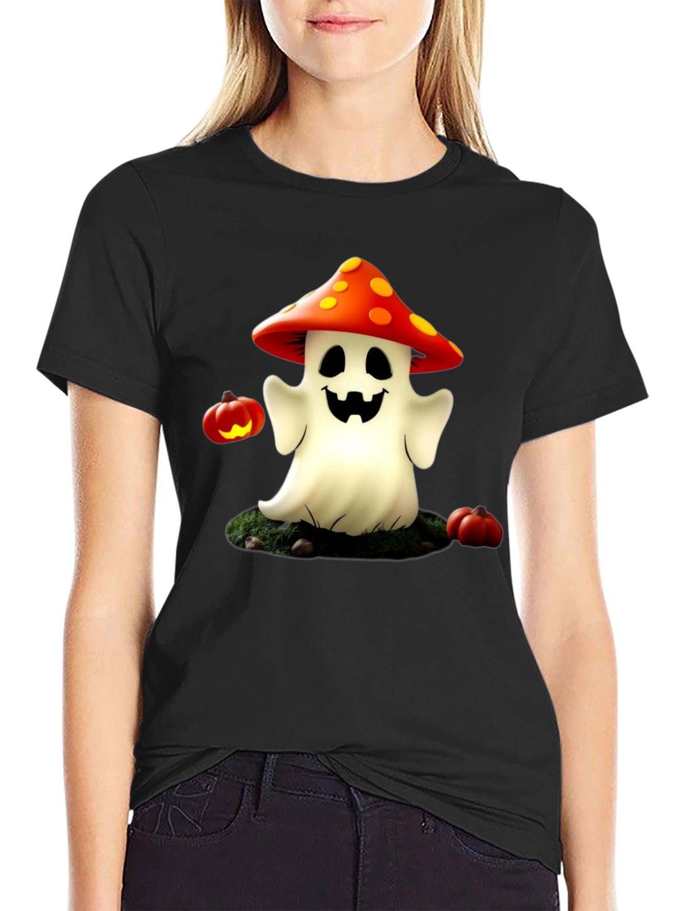 Spooky Mushroom Ghost T-Shirt - Halloween Tee