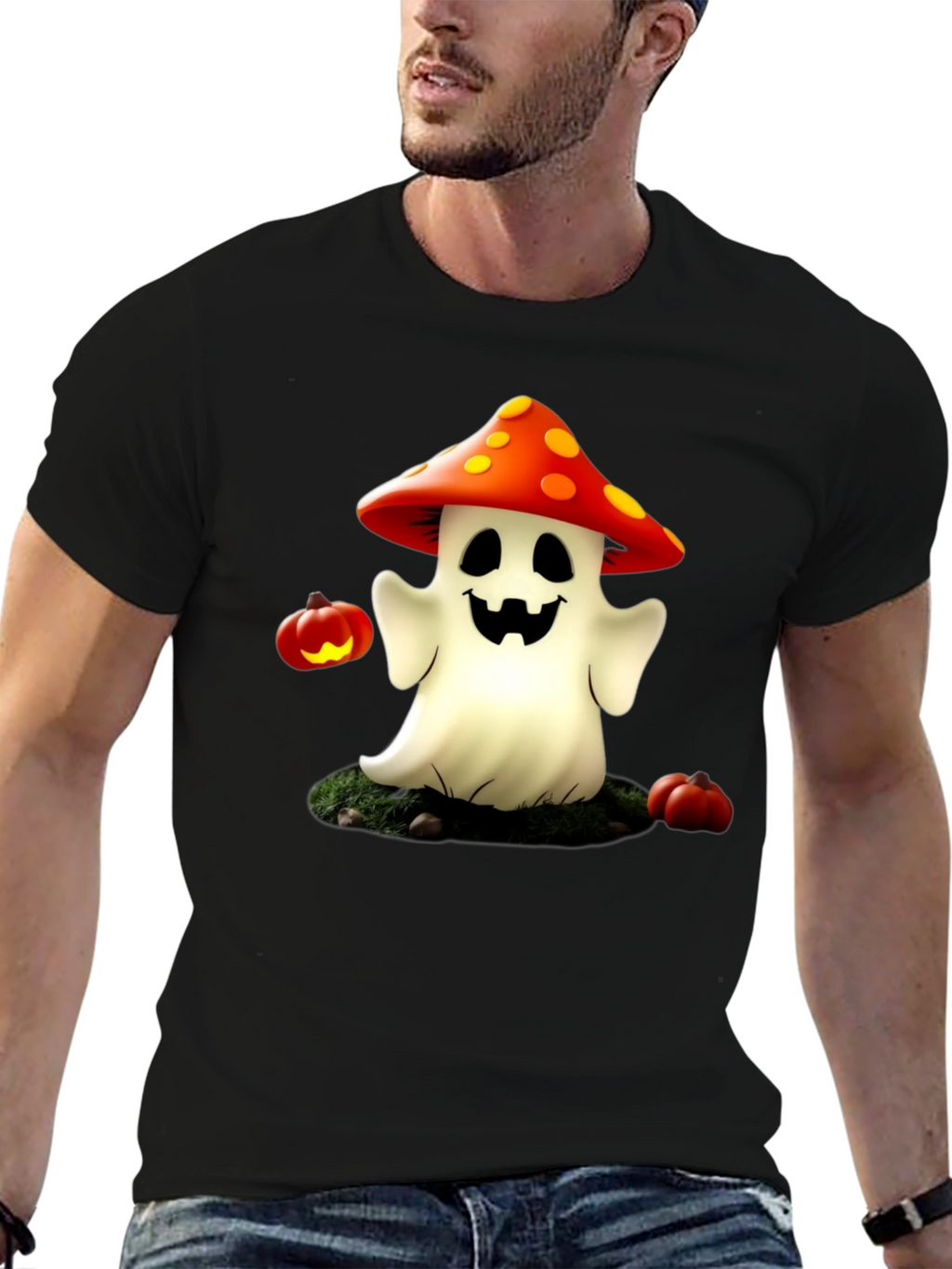 Spooky Mushroom Ghost T-Shirt - Halloween Tee