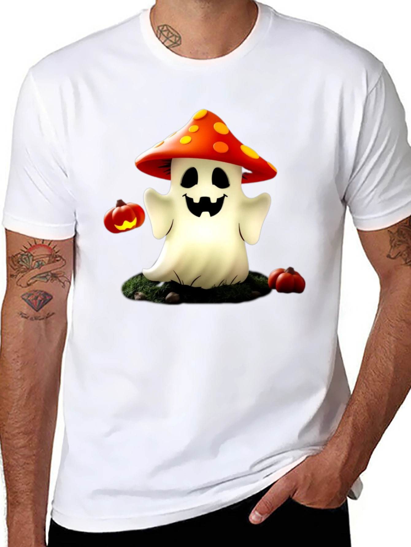 Spooky Mushroom Ghost T-Shirt - Halloween Tee
