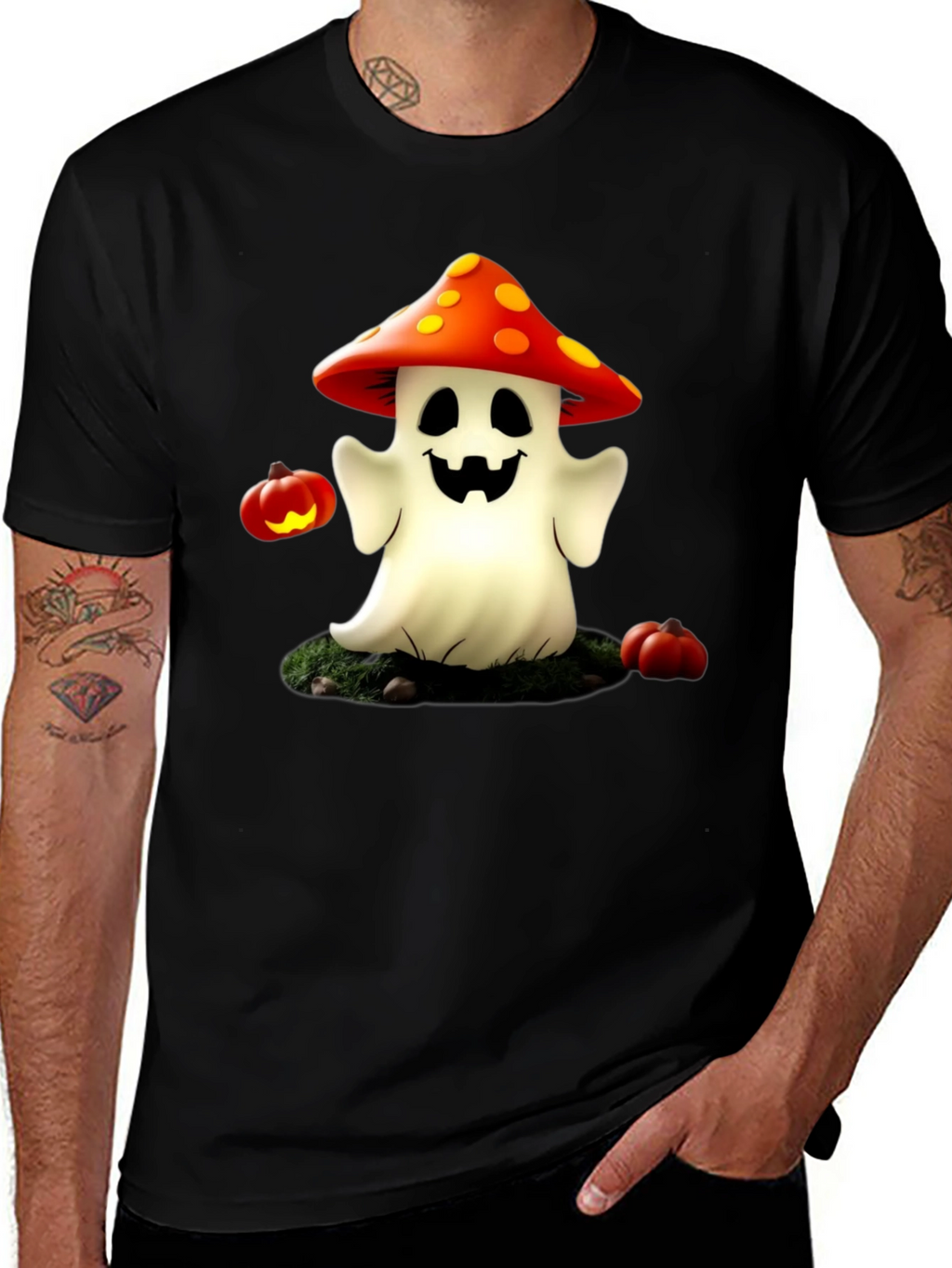 Spooky Mushroom Ghost T-Shirt - Halloween Tee
