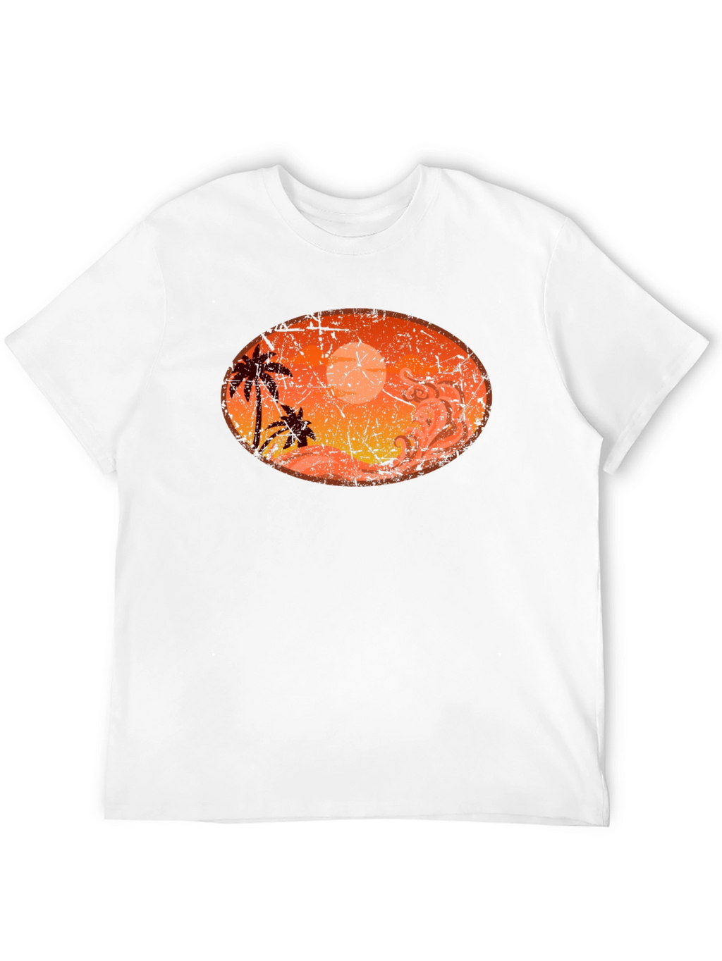 Sunset Palm Tree Graphic Black T-Shirt
