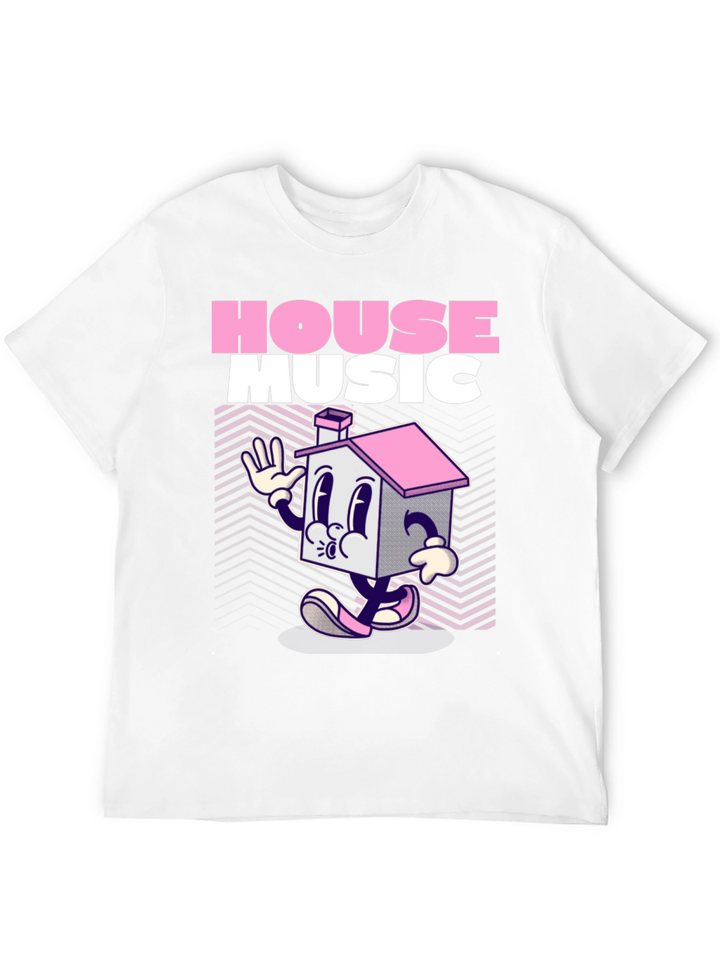 House Music Cartoon Graphic Black T-Shirt