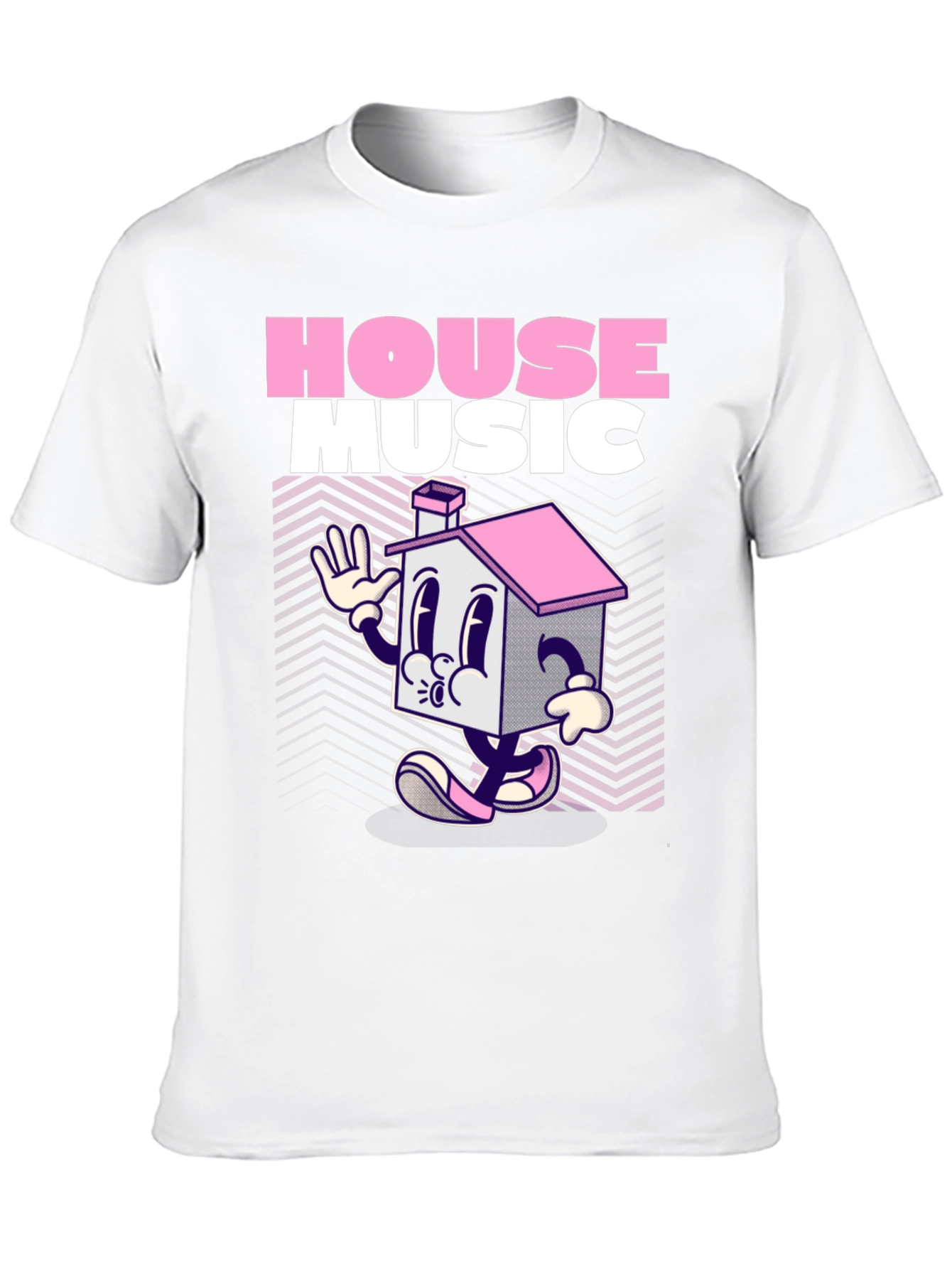 House Music Cartoon Graphic Black T-Shirt