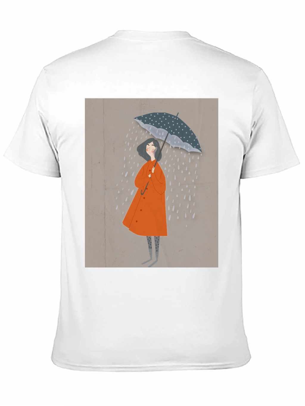 Stylish Black T-Shirt with Rainy Day Illustration