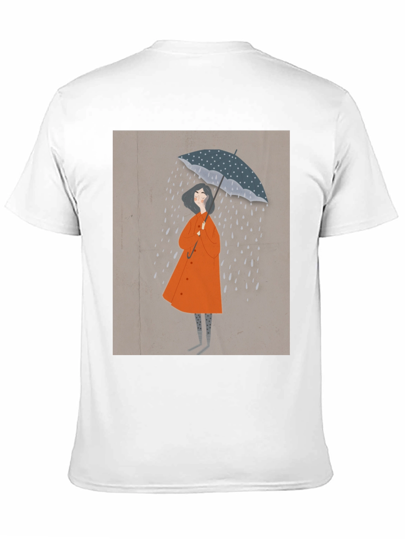 Stylish Black T-Shirt with Rainy Day Illustration