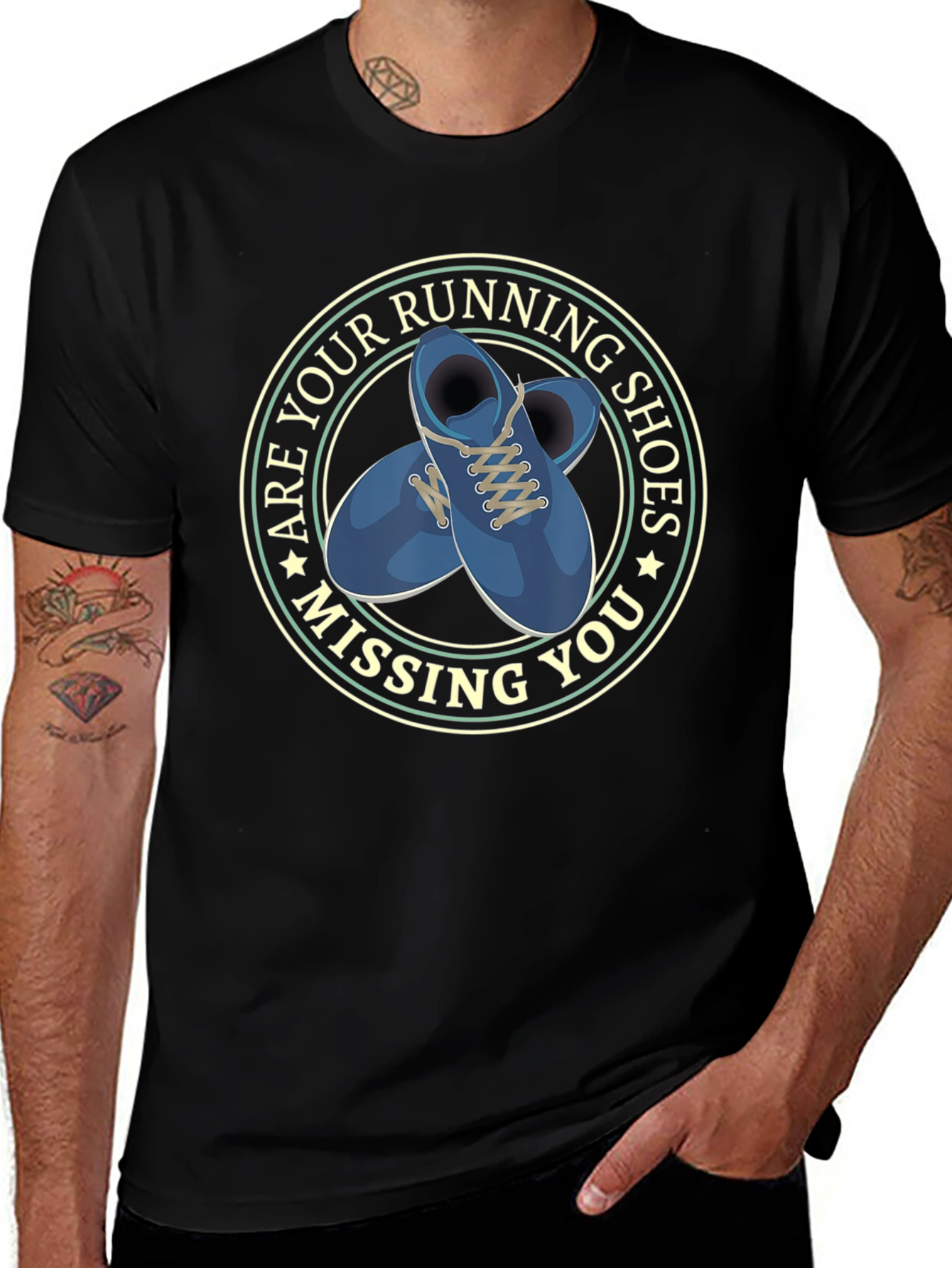 Running Shoes Missing You Black T-Shirt