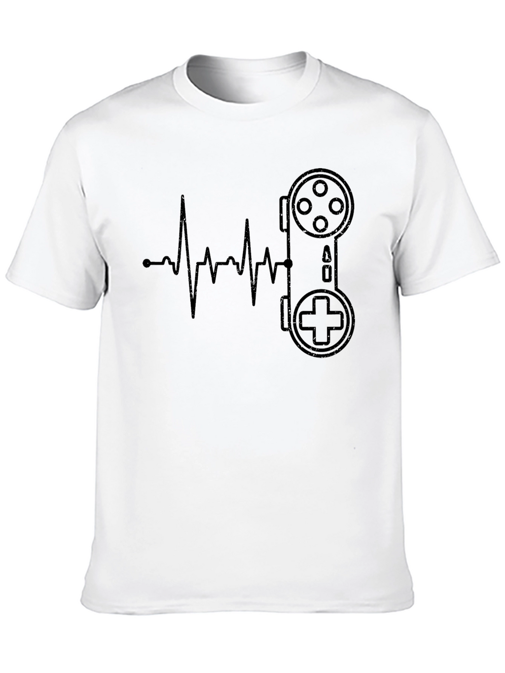 Gamer Heartbeat T-Shirt - Black Cotton Casual Tee