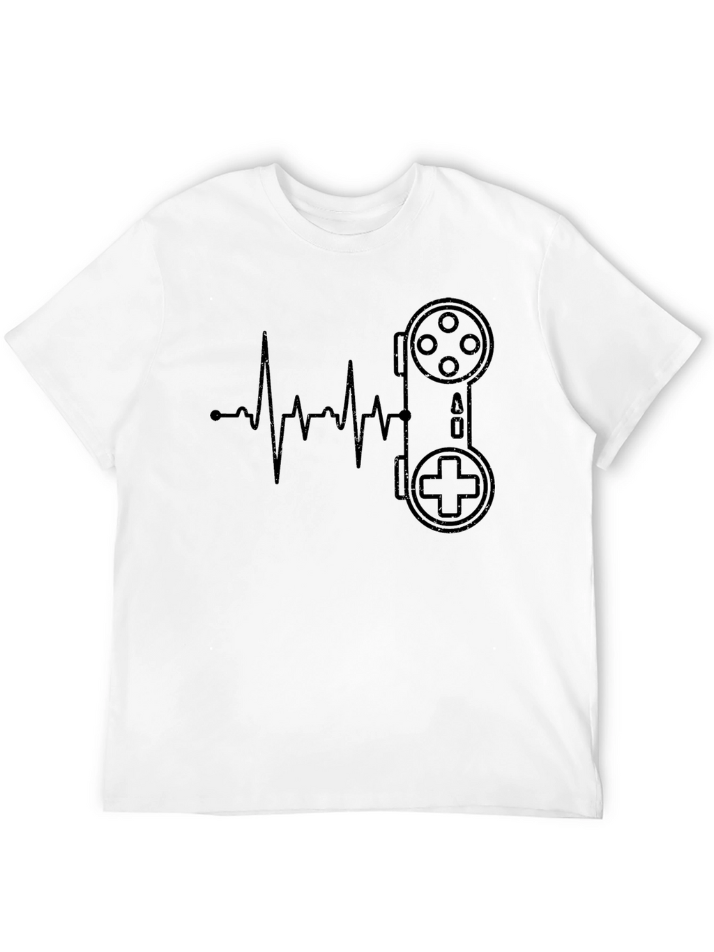 Gamer Heartbeat T-Shirt - Black Cotton Casual Tee