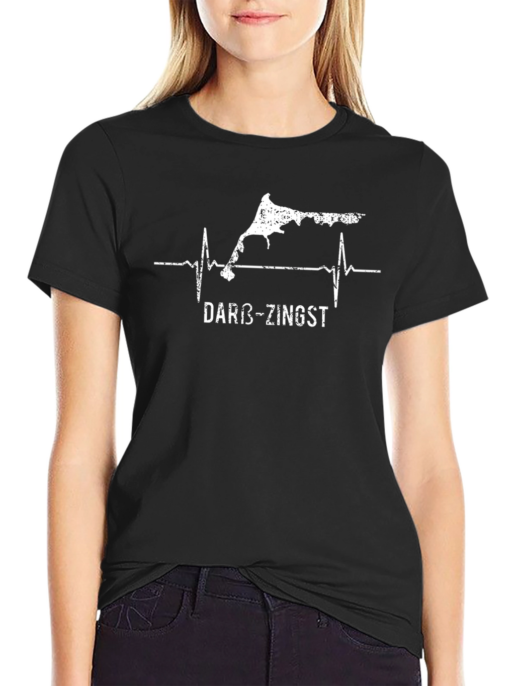 Darß-Zingst Heartbeat Graphic Tee - Unisex Black T-Shirt