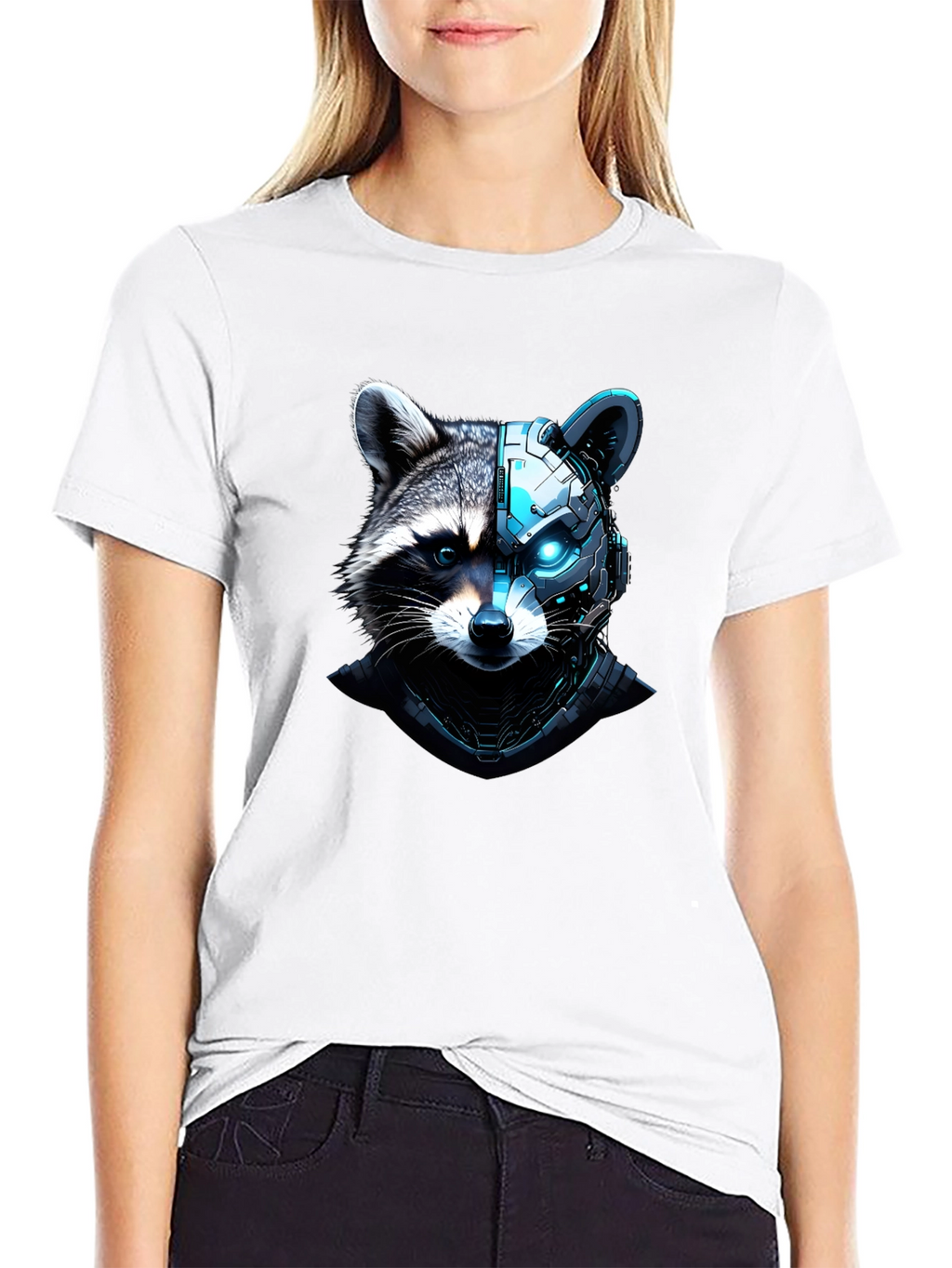 Cyber Raccoon Graphic Tee - Cool Futuristic Design