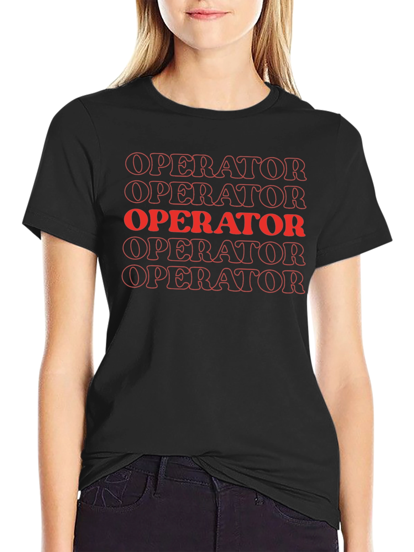 Operator Graphic Tee - Bold Red Print on Black