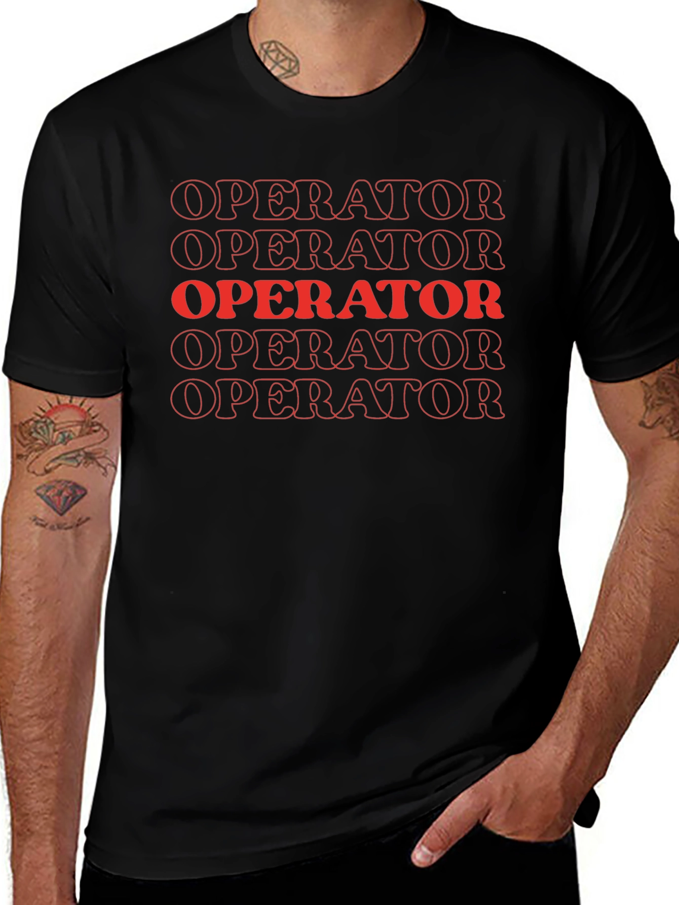 Operator Graphic Tee - Bold Red Print on Black