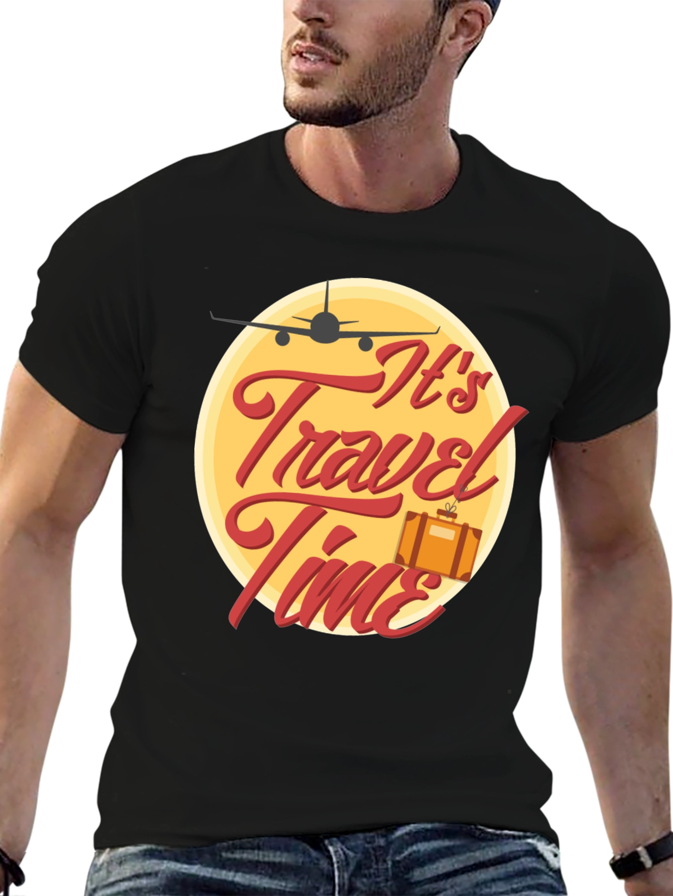 Its Travel Time Black Graphic Tee