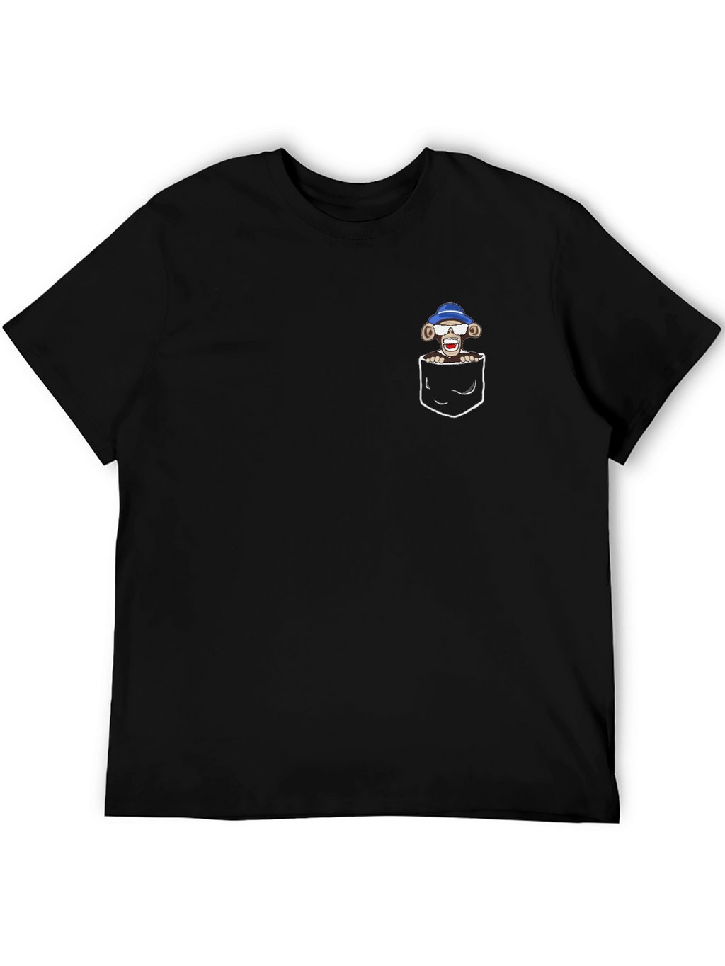 Monkey in Pocket Graphic Tee - Black Casual T-Shirt