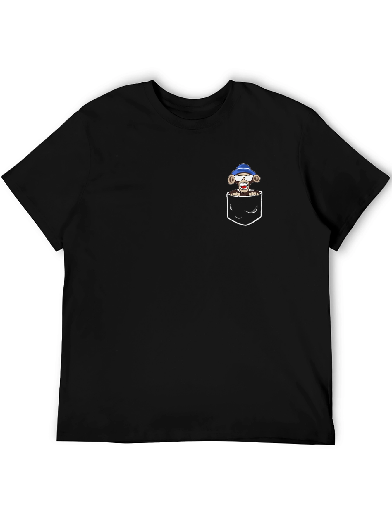 Monkey in Pocket Graphic Tee - Black Casual T-Shirt