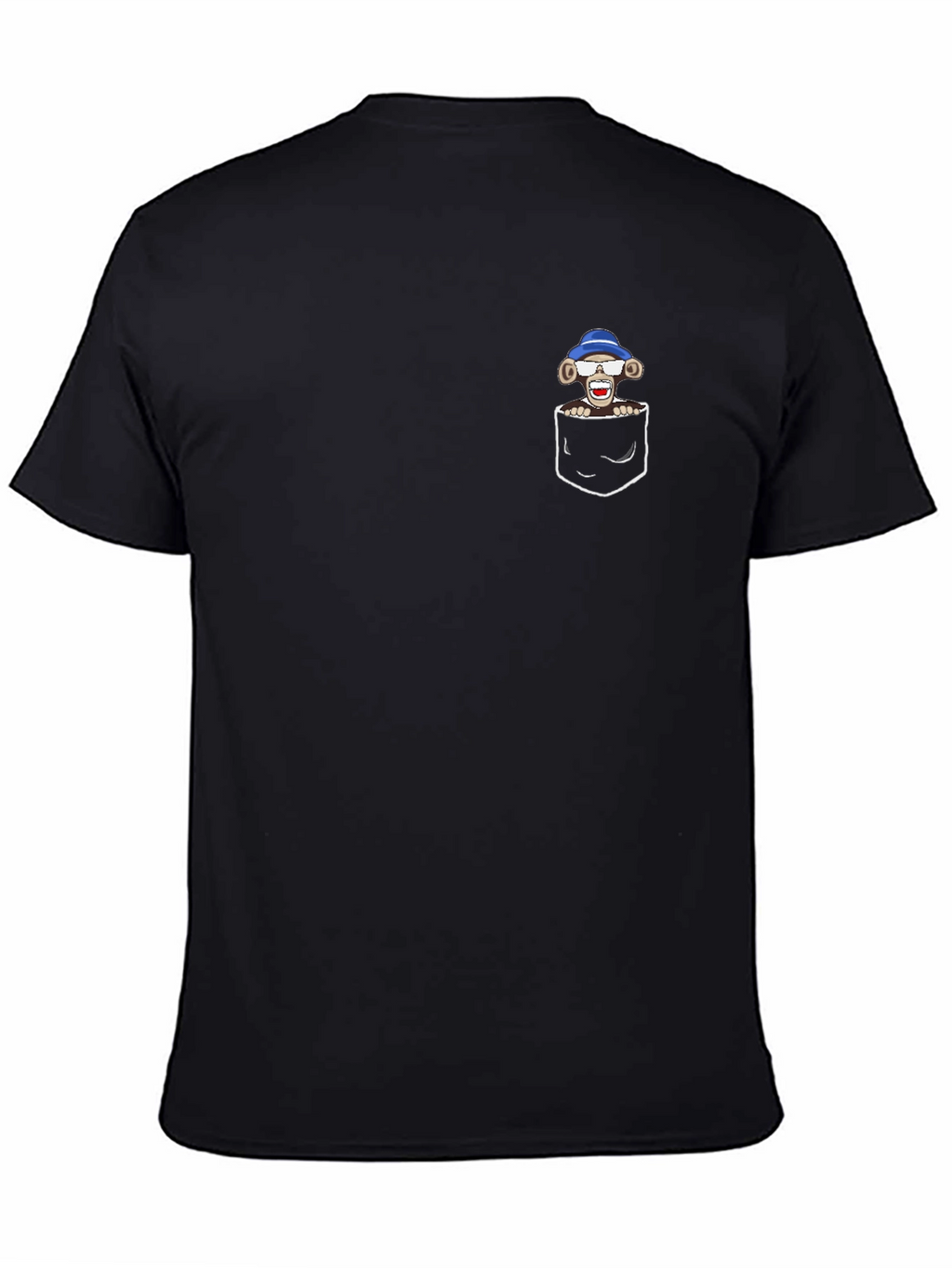 Monkey in Pocket Graphic Tee - Black Casual T-Shirt