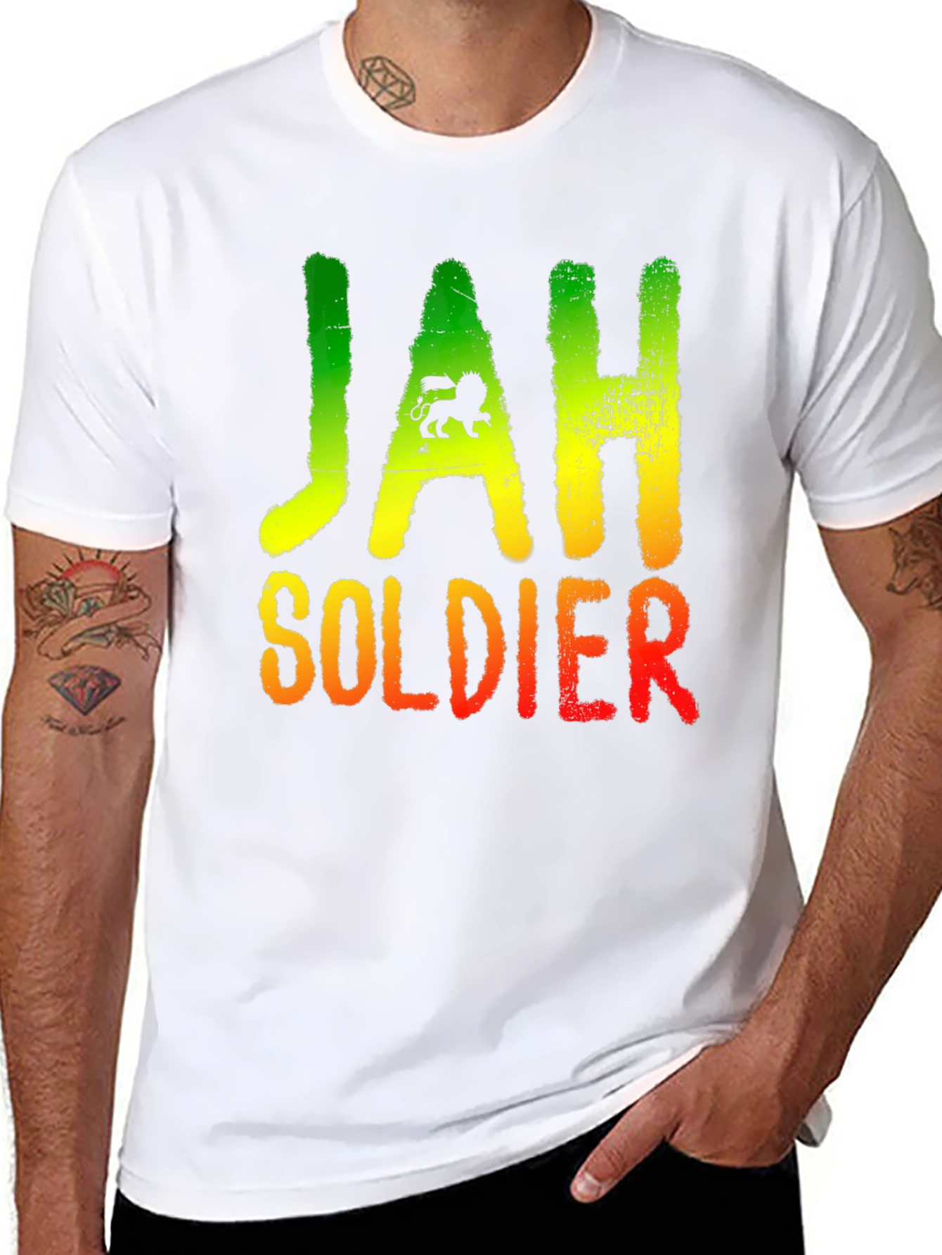 Rasta Lion Jah Soldier Graphic T-Shirt
