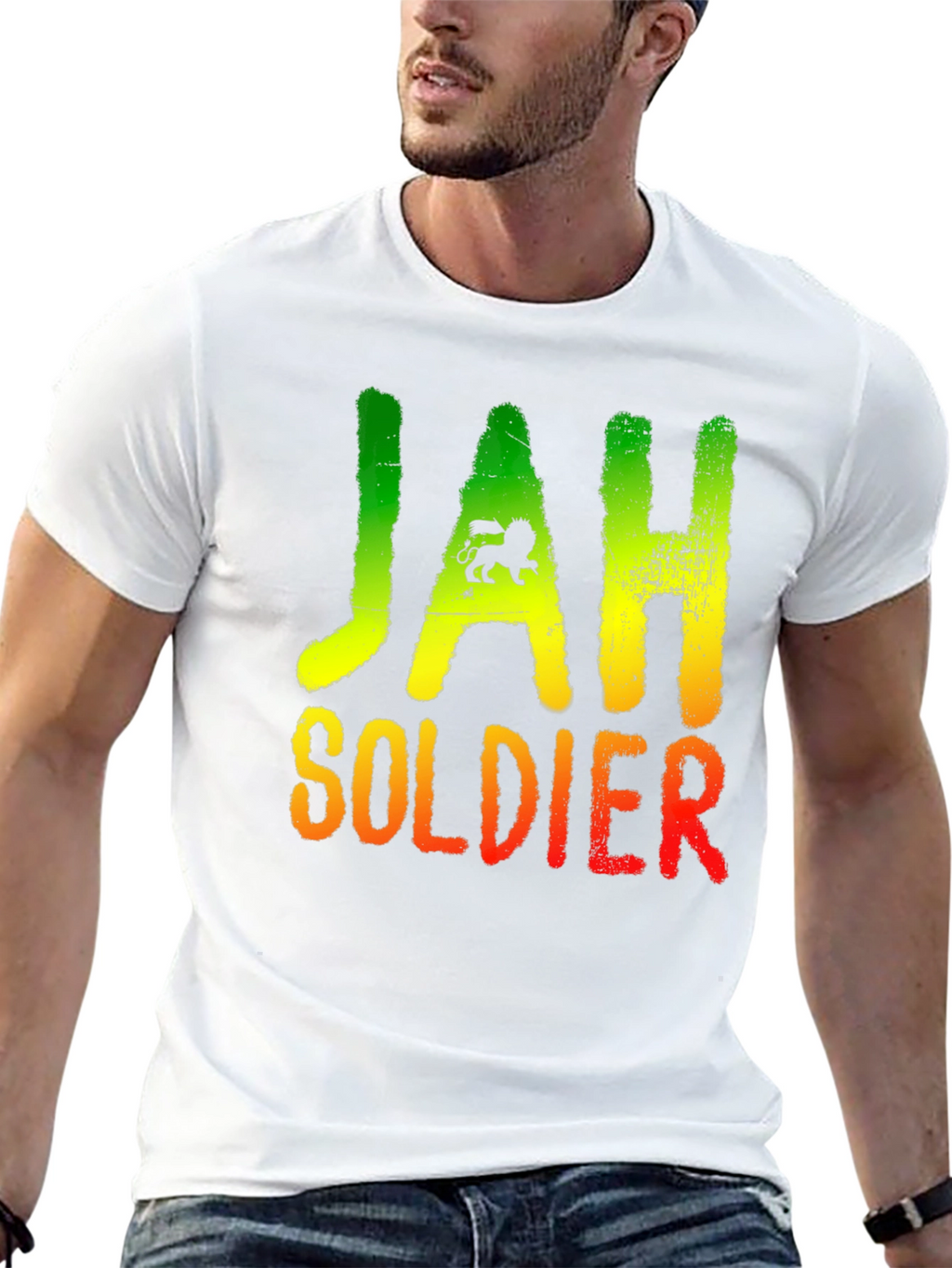 Rasta Lion Jah Soldier Graphic T-Shirt