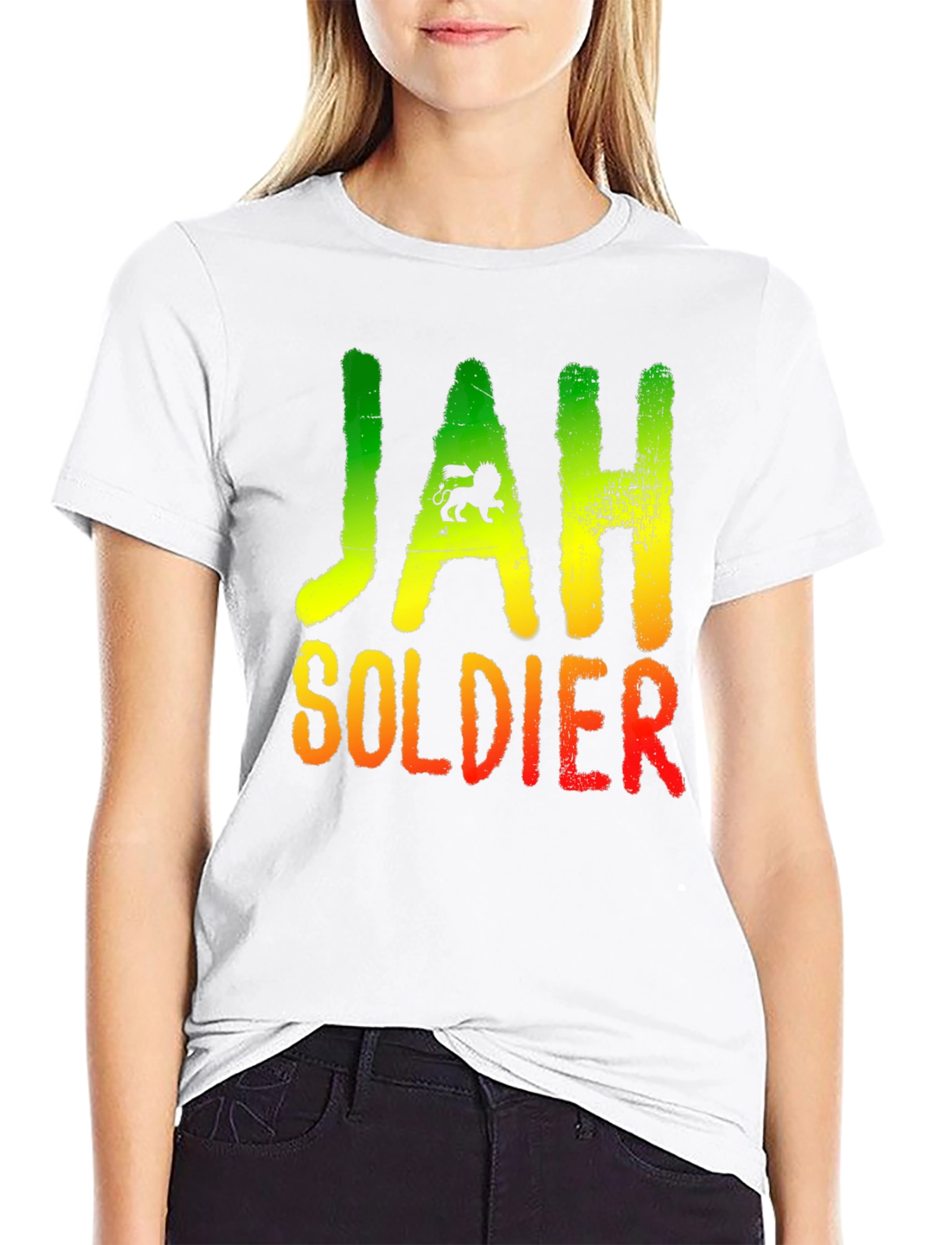 Rasta Lion Jah Soldier Graphic T-Shirt