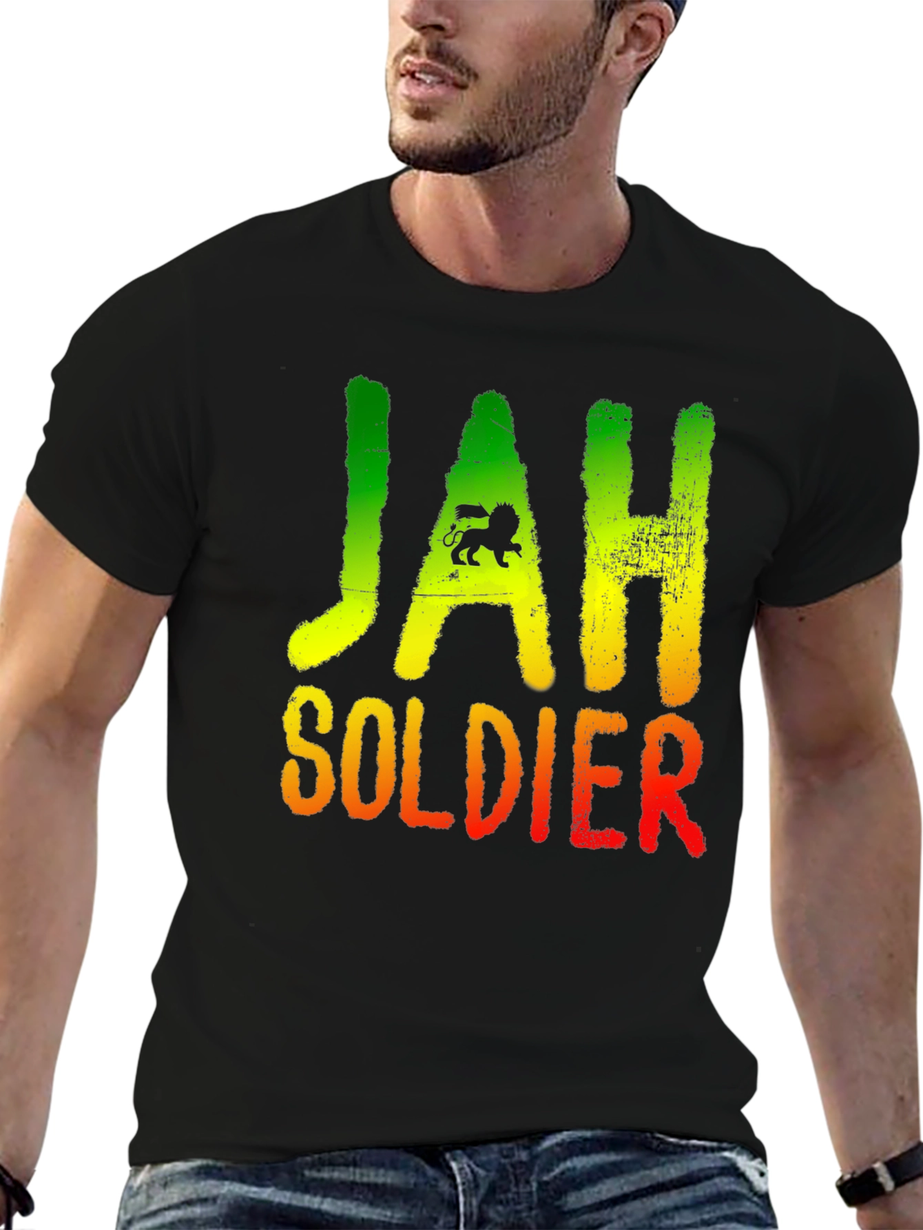 Rasta Lion Jah Soldier Graphic T-Shirt