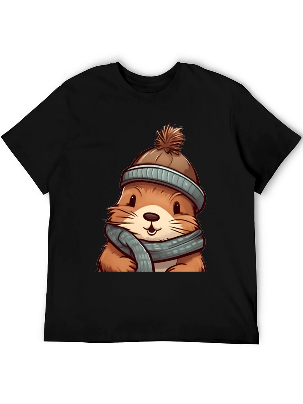 Cute Otter in Winter Gear Graphic Tee