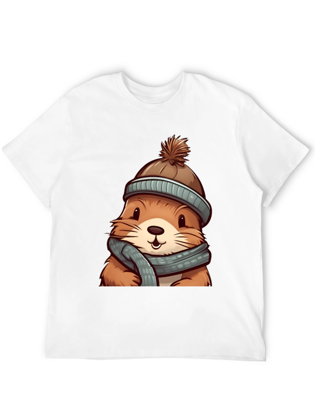 Cute Otter in Winter Gear Graphic Tee