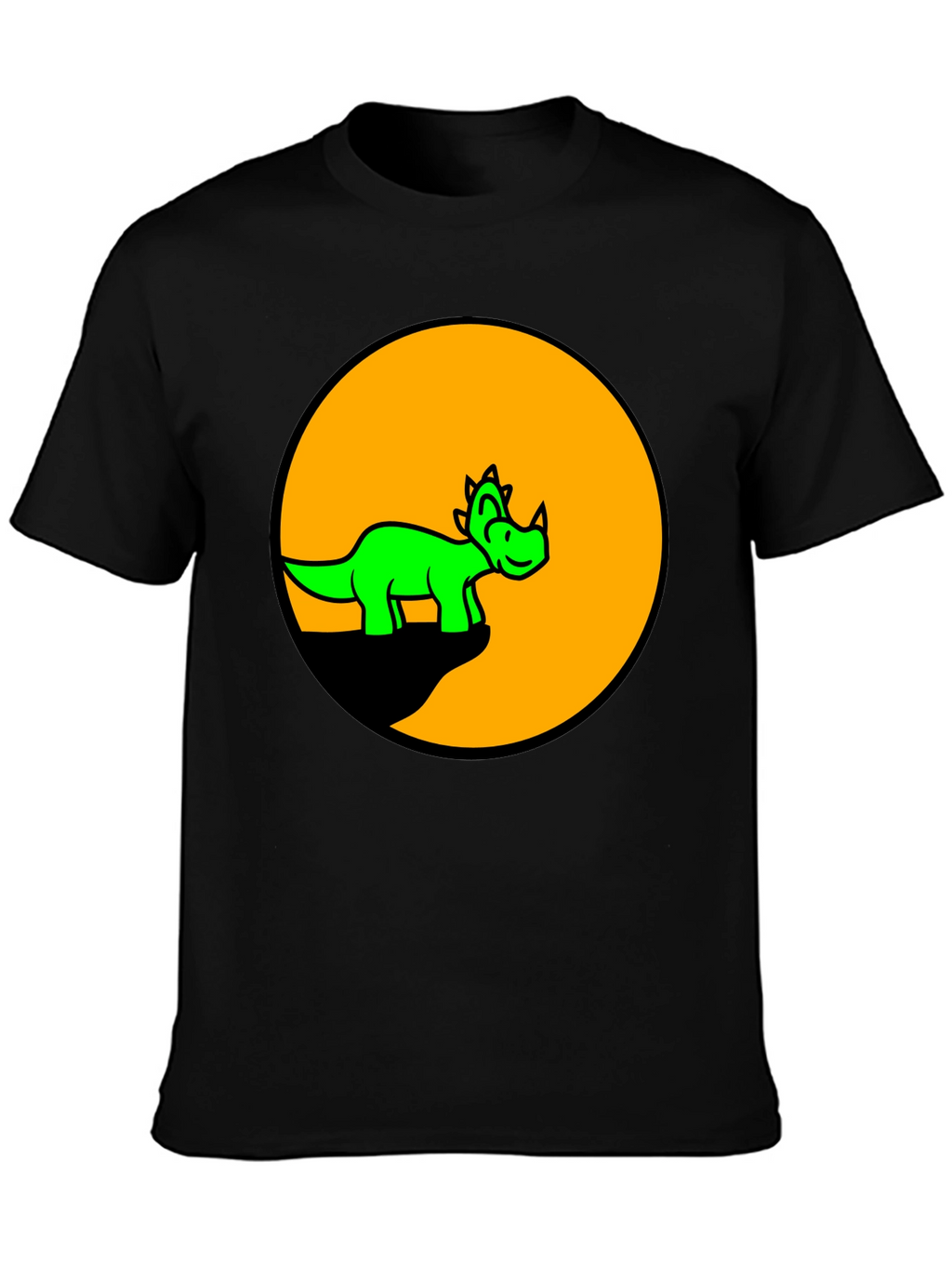 Dino Circle Graphic Tee - Black Cotton T-Shirt