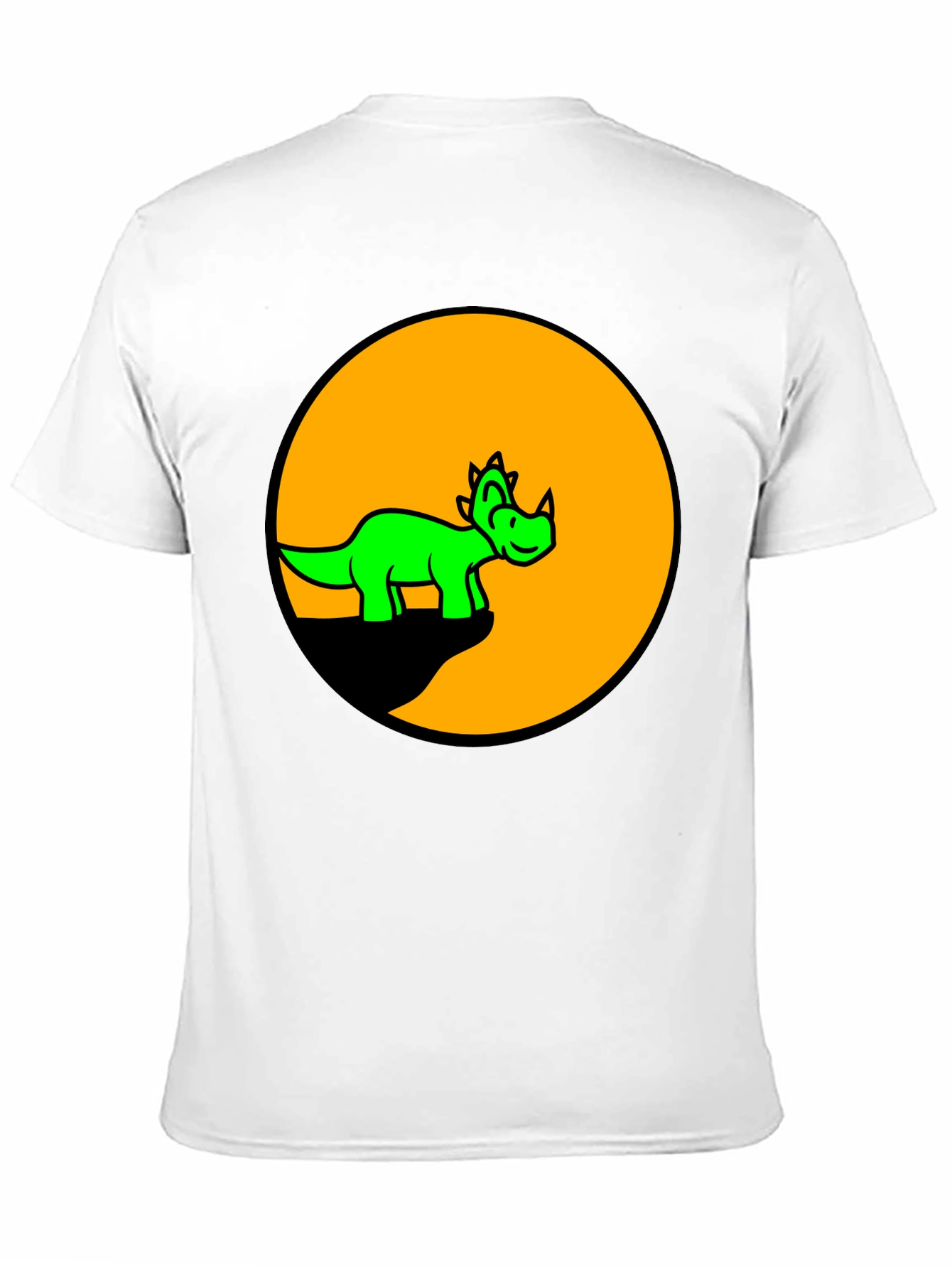 Dino Circle Graphic Tee - Black Cotton T-Shirt