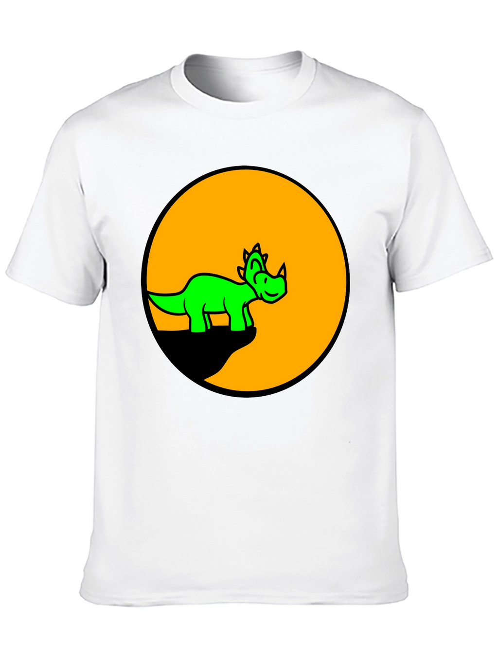 Dino Circle Graphic Tee - Black Cotton T-Shirt