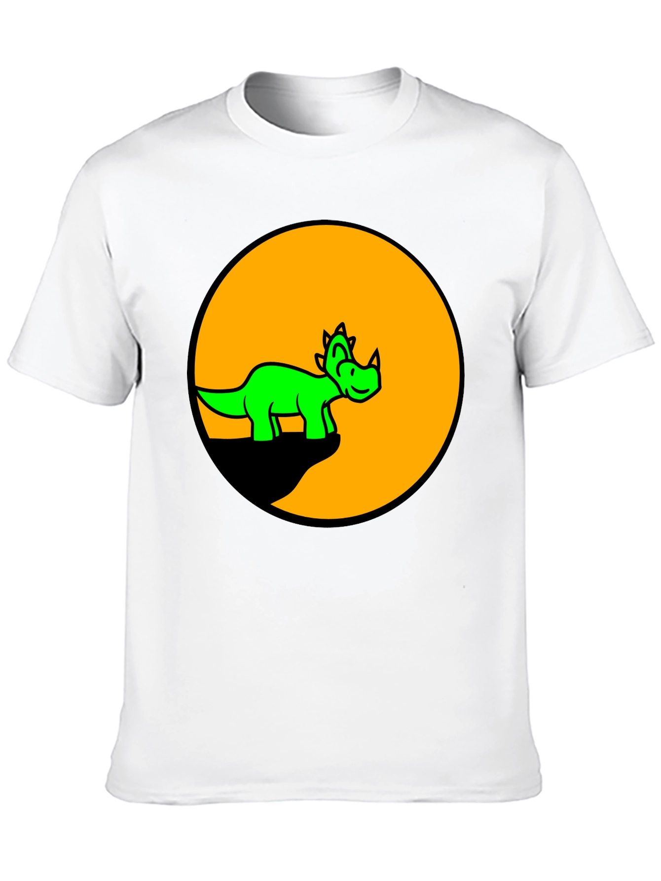 Dino Circle Graphic Tee - Black Cotton T-Shirt