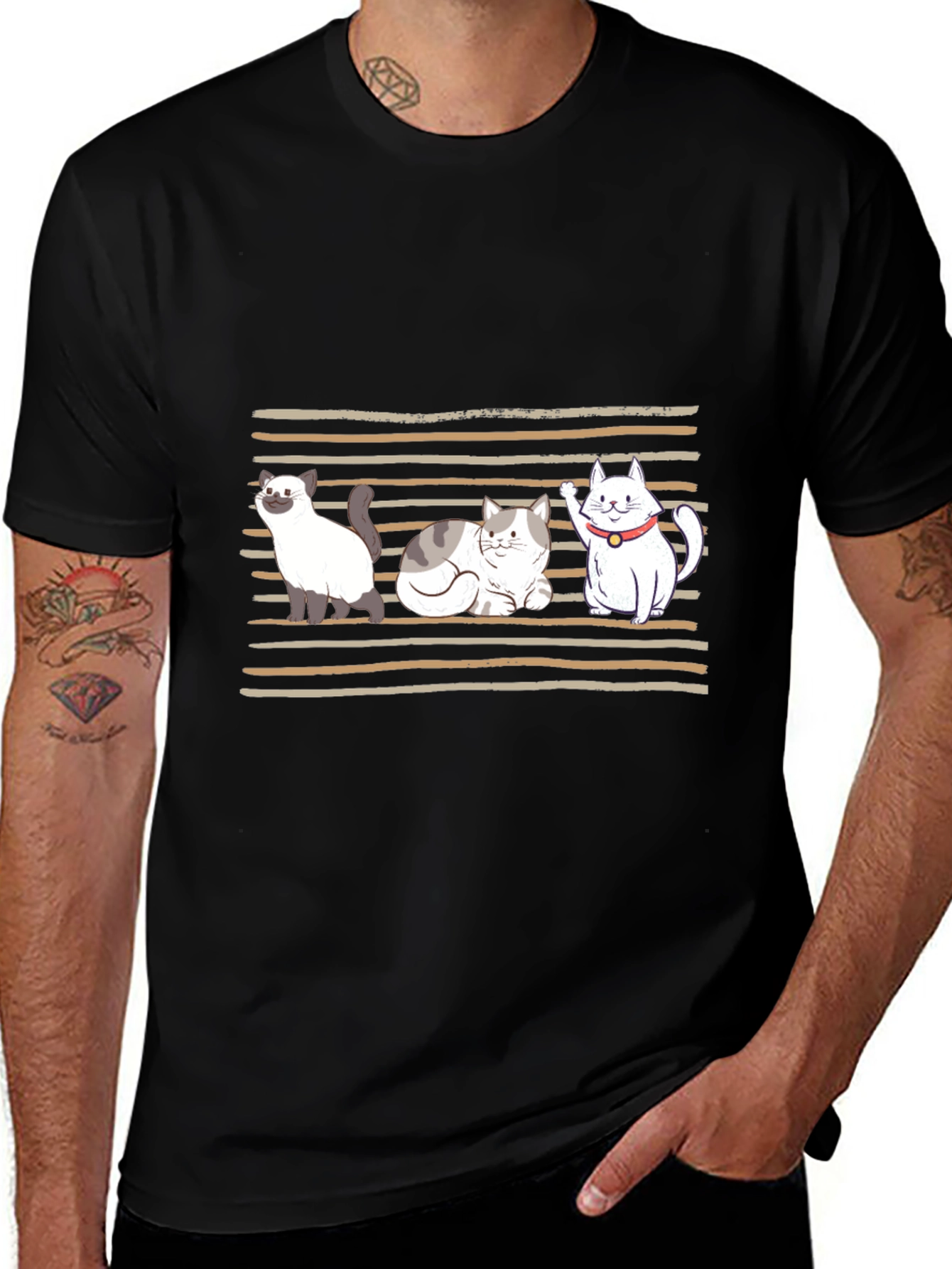 Cute Cats Graphic T-Shirt - Black